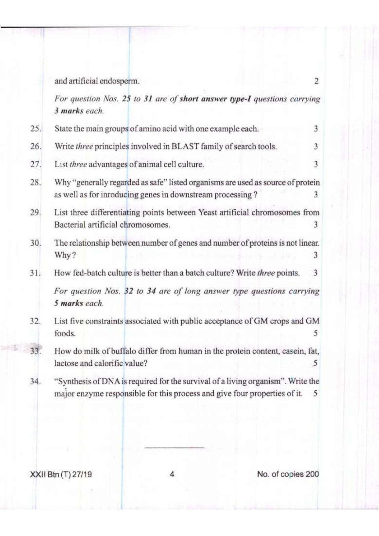 COHSEM Class 12 Biotechnology 2019 Question Papers - Page 4
