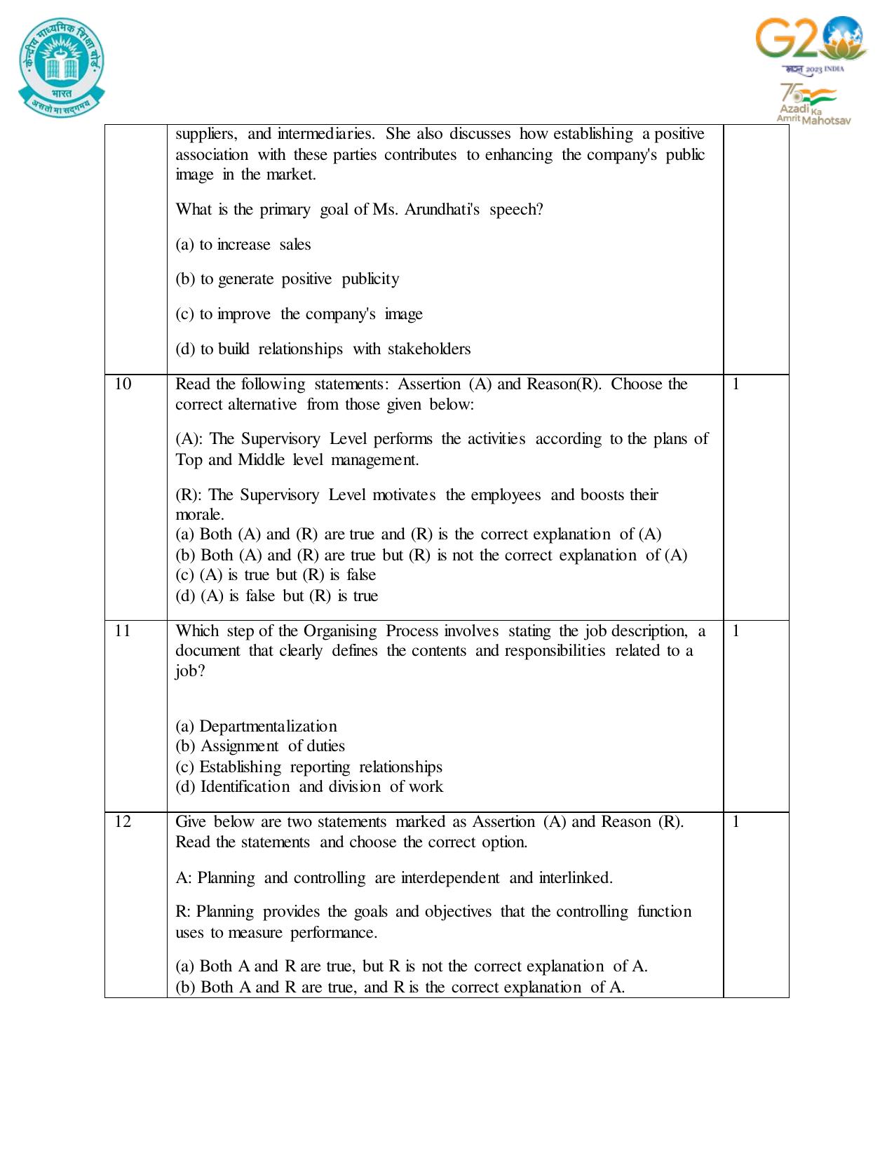 CBSE Class 12 Business Studies SET 1 Practice Questions 2023-24  - Page 4