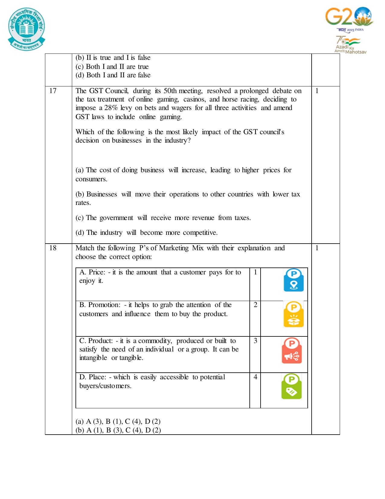 CBSE Class 12 Business Studies SET 1 Practice Questions 2023-24  - Page 6