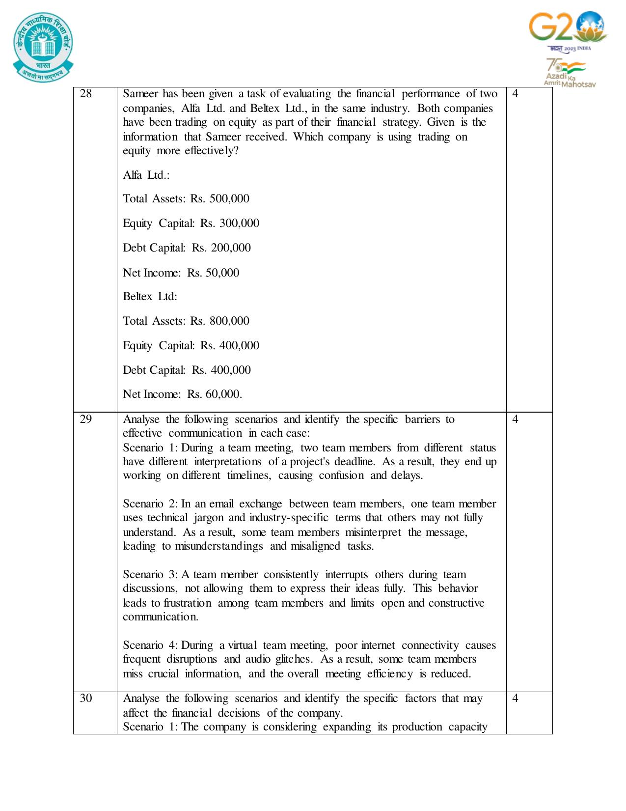 CBSE Class 12 Business Studies SET 1 Practice Questions 2023-24  - Page 9