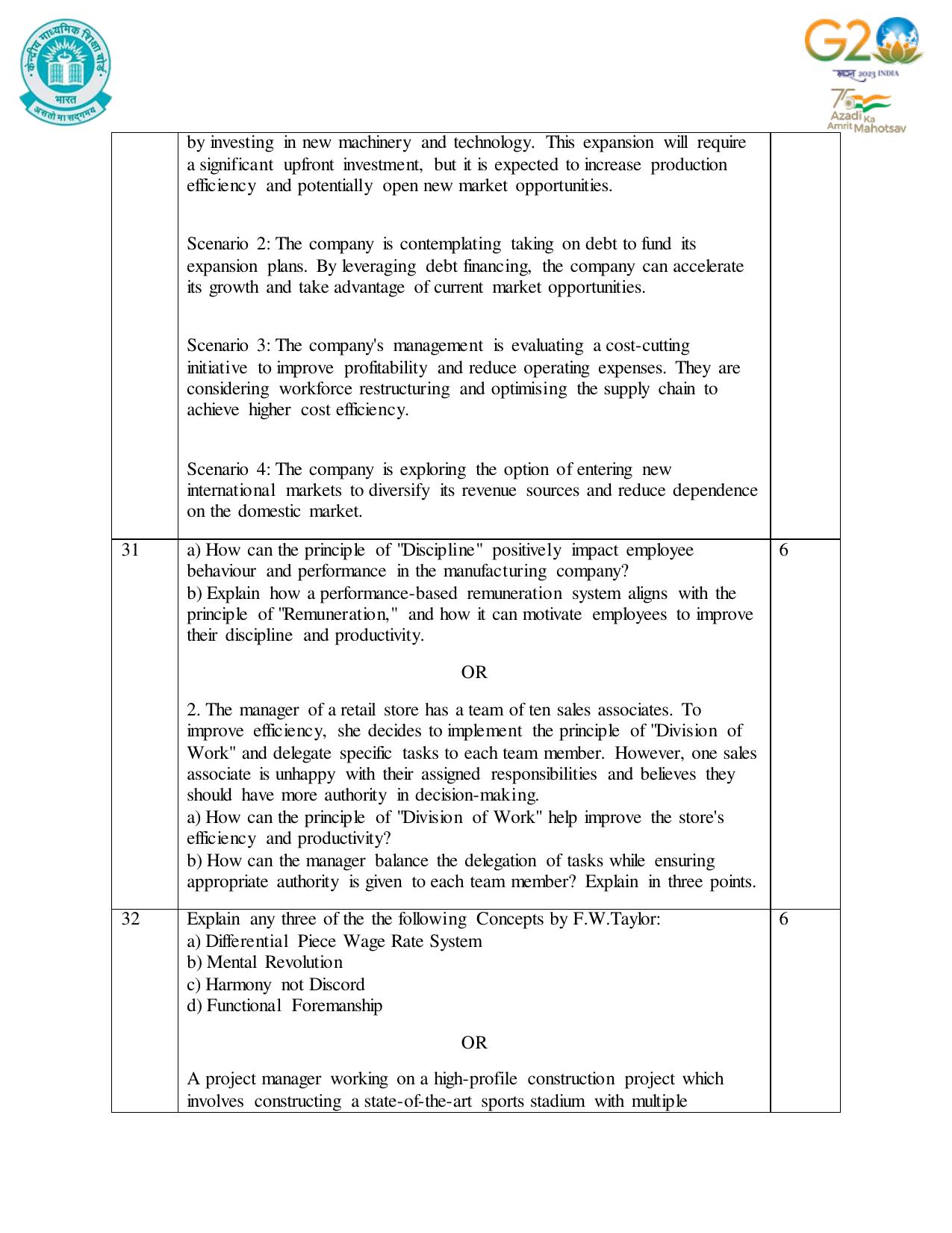 CBSE Class 12 Business Studies SET 1 Practice Questions 2023-24  - Page 10