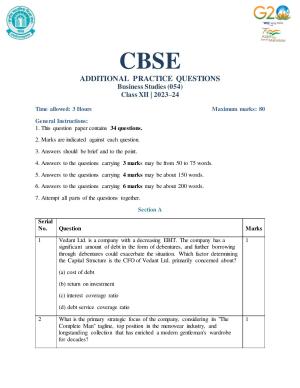 CBSE Class 12 Business Studies SET 1 Practice Questions 2023-24 