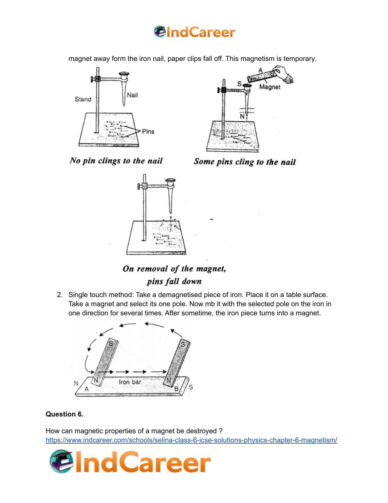 Selina Class 6 ICSE Solutions Physics : Chapter 6- Magnetism - Page 7