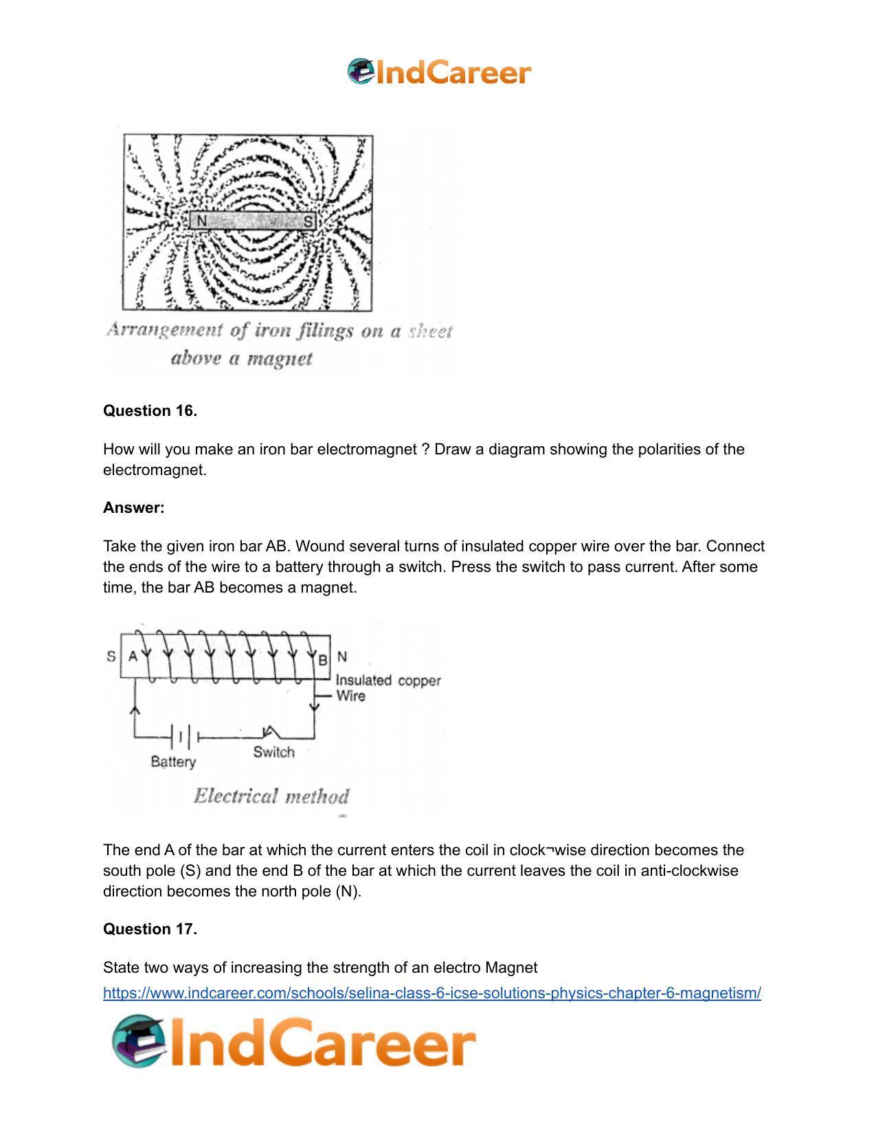 Selina Class 6 ICSE Solutions Physics : Chapter 6- Magnetism - Page 11