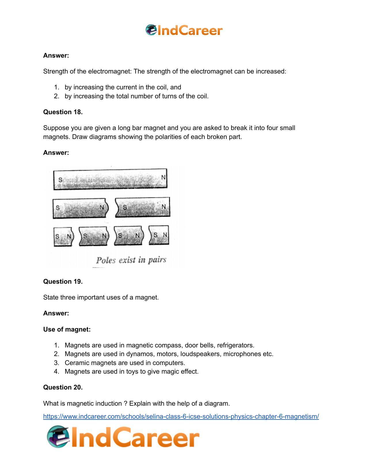 Selina Class 6 ICSE Solutions Physics : Chapter 6- Magnetism - Page 12