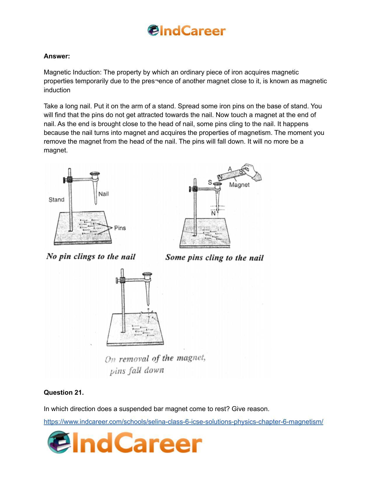 Selina Class 6 ICSE Solutions Physics : Chapter 6- Magnetism - Page 13