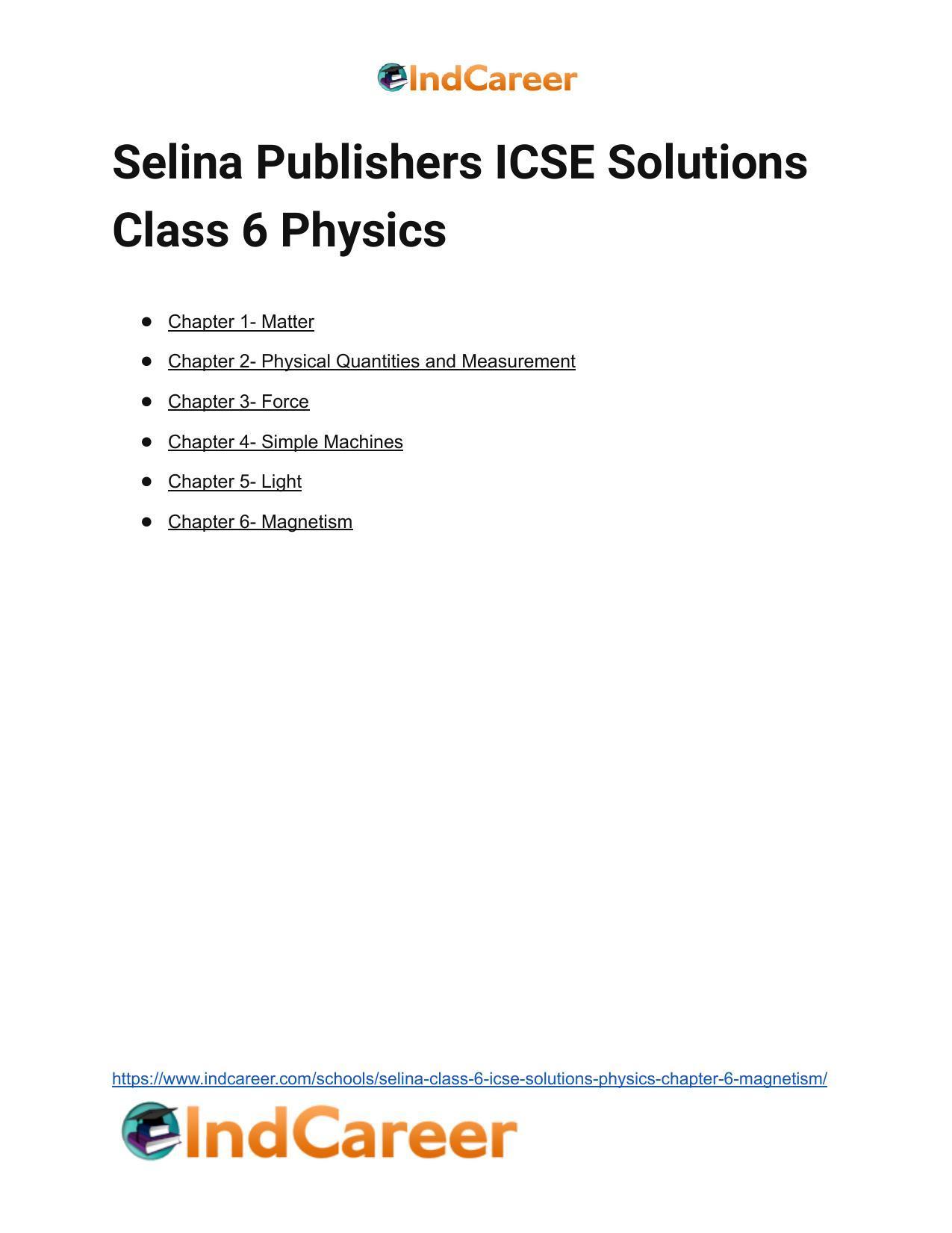 Selina Class 6 ICSE Solutions Physics : Chapter 6- Magnetism - Page 19