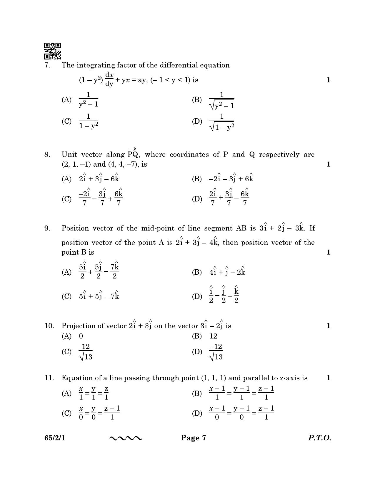 CBSE Class 12 65-2-1 MATHEMATICS 2023 Question Paper - Page 7