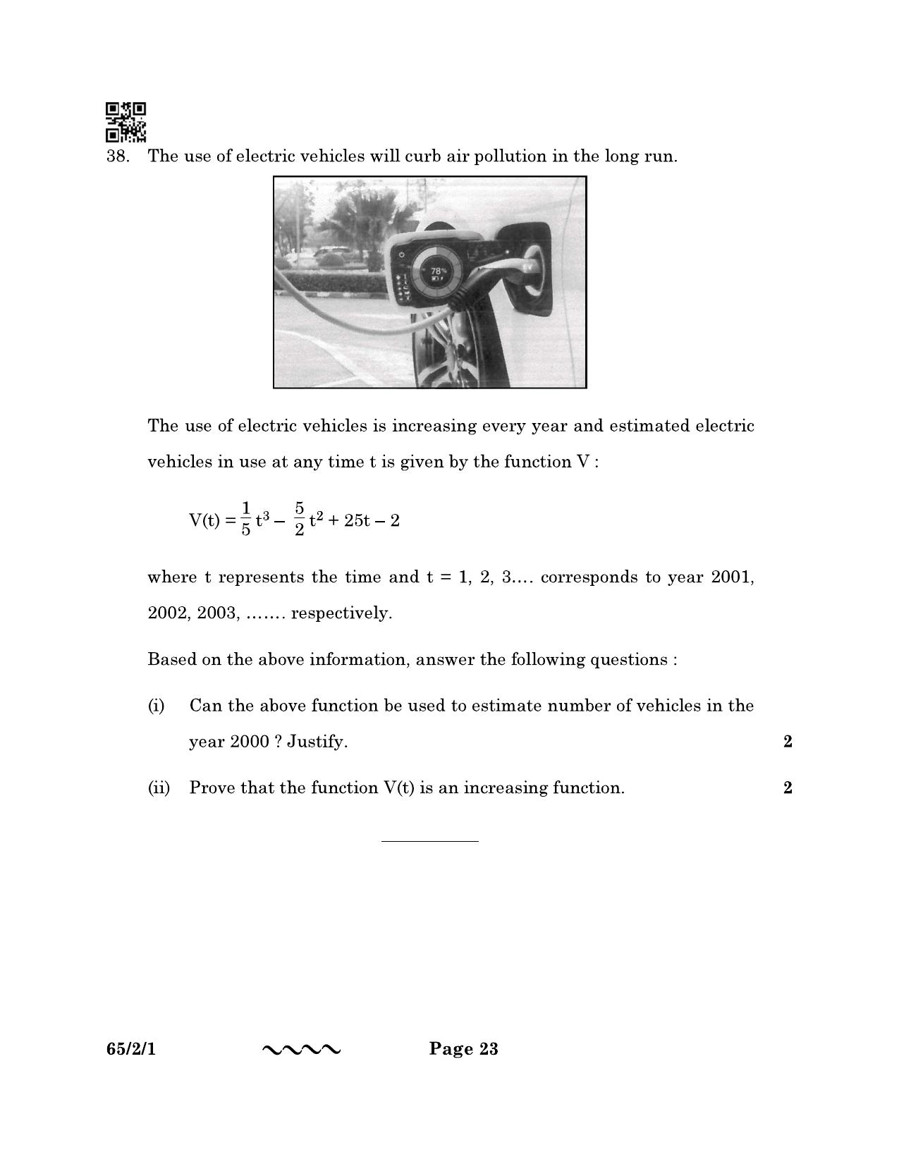 CBSE Class 12 65-2-1 MATHEMATICS 2023 Question Paper - Page 23
