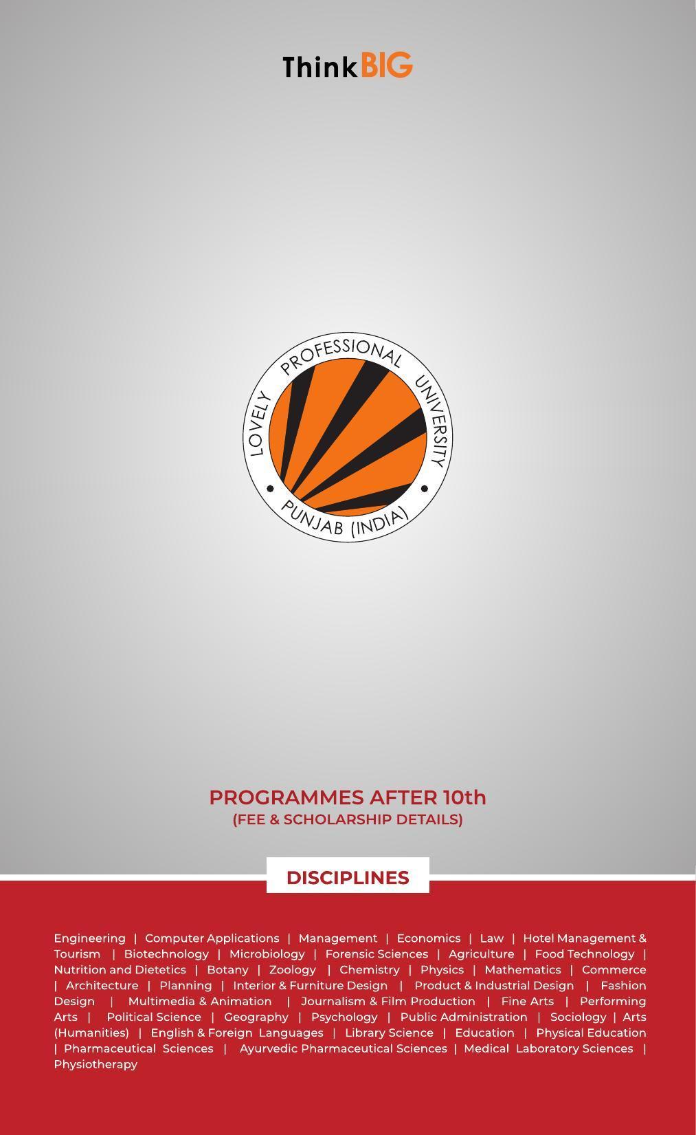 Lovely Professional University, Jalandhar After 10th Brochure 2022 - Page 1