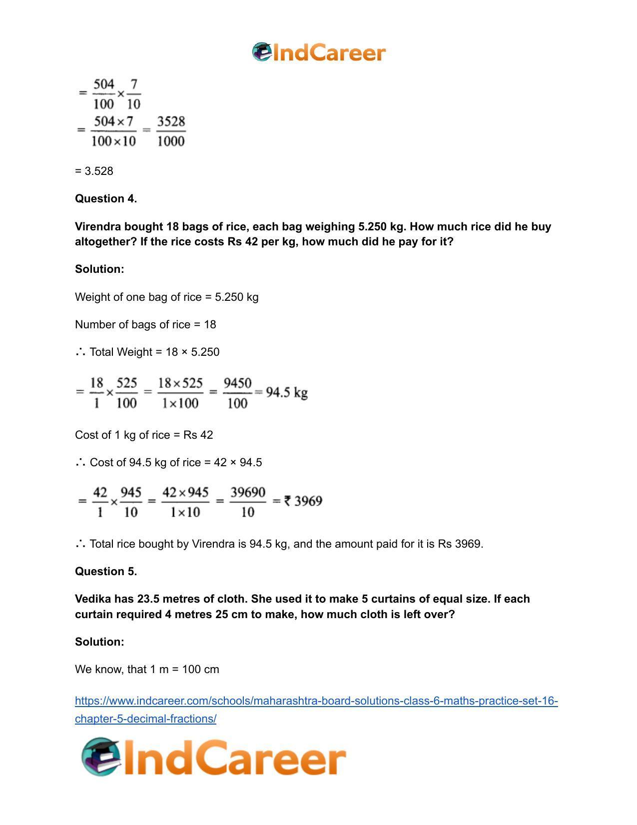 Maharashtra Board Solutions Class 6-Maths (Practice Set 16): Chapter 5- Decimal Fractions - Page 4