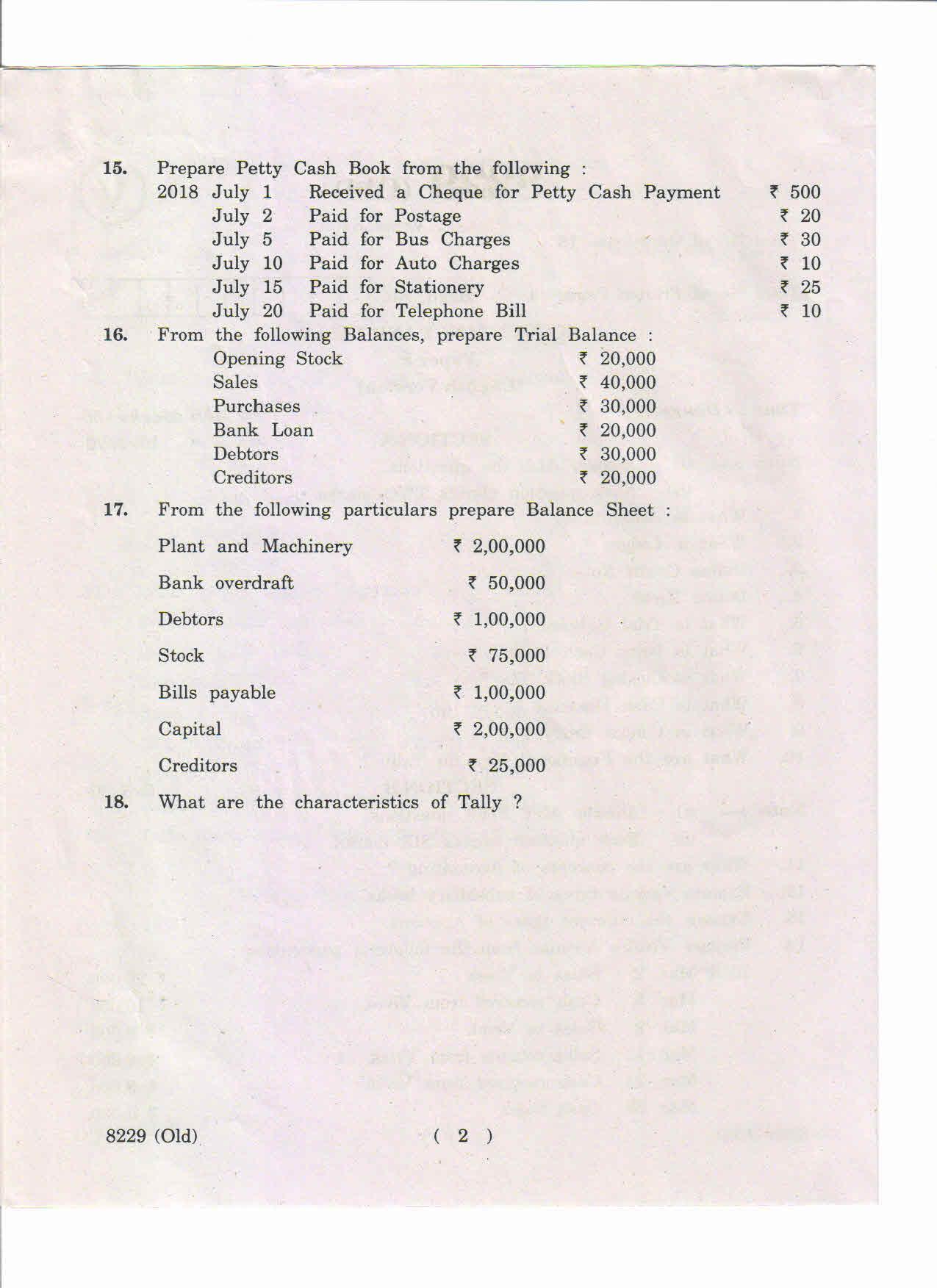 AP Inter 1st Year Accountancy and Tally-I (Old) March-2019-Vocational Question Paper - Page 2
