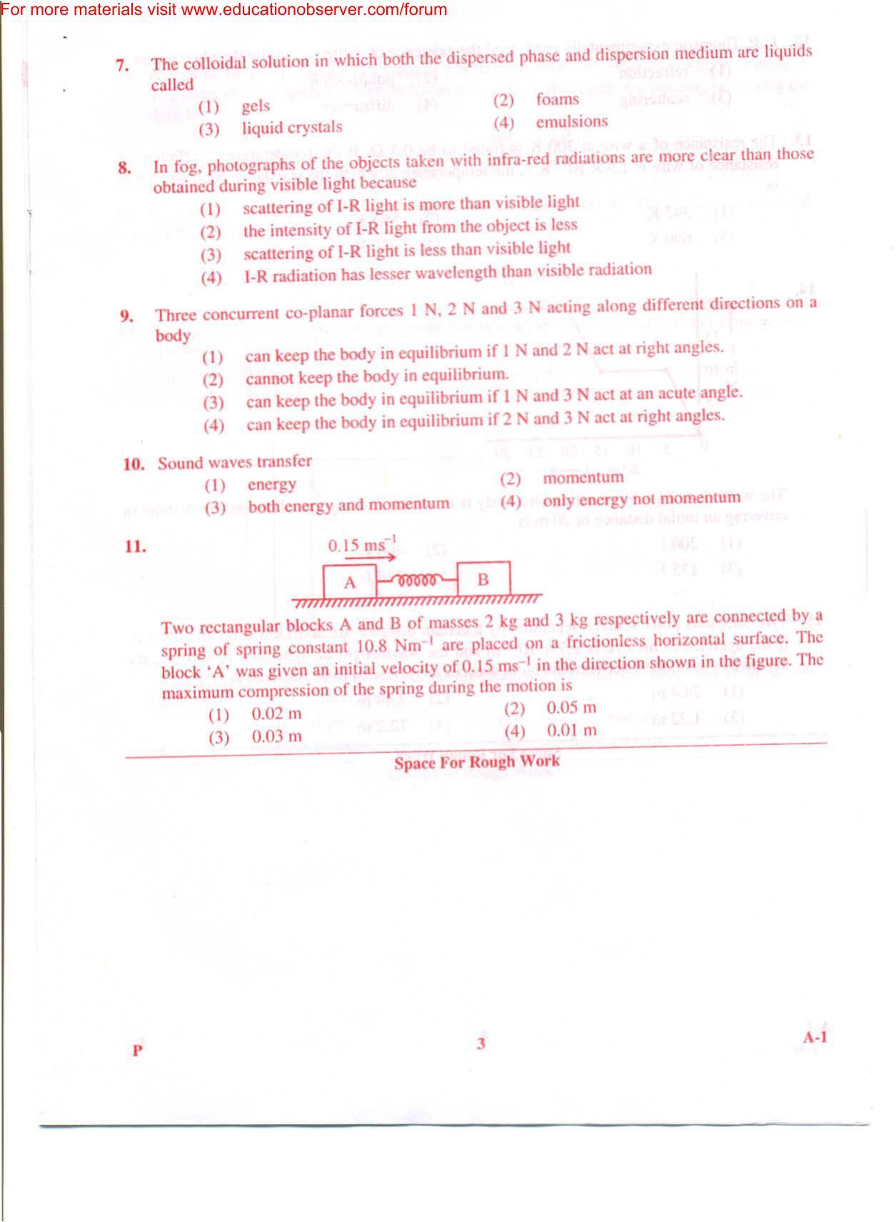 KEAM Paper I 2009 Question Paper - Page 3