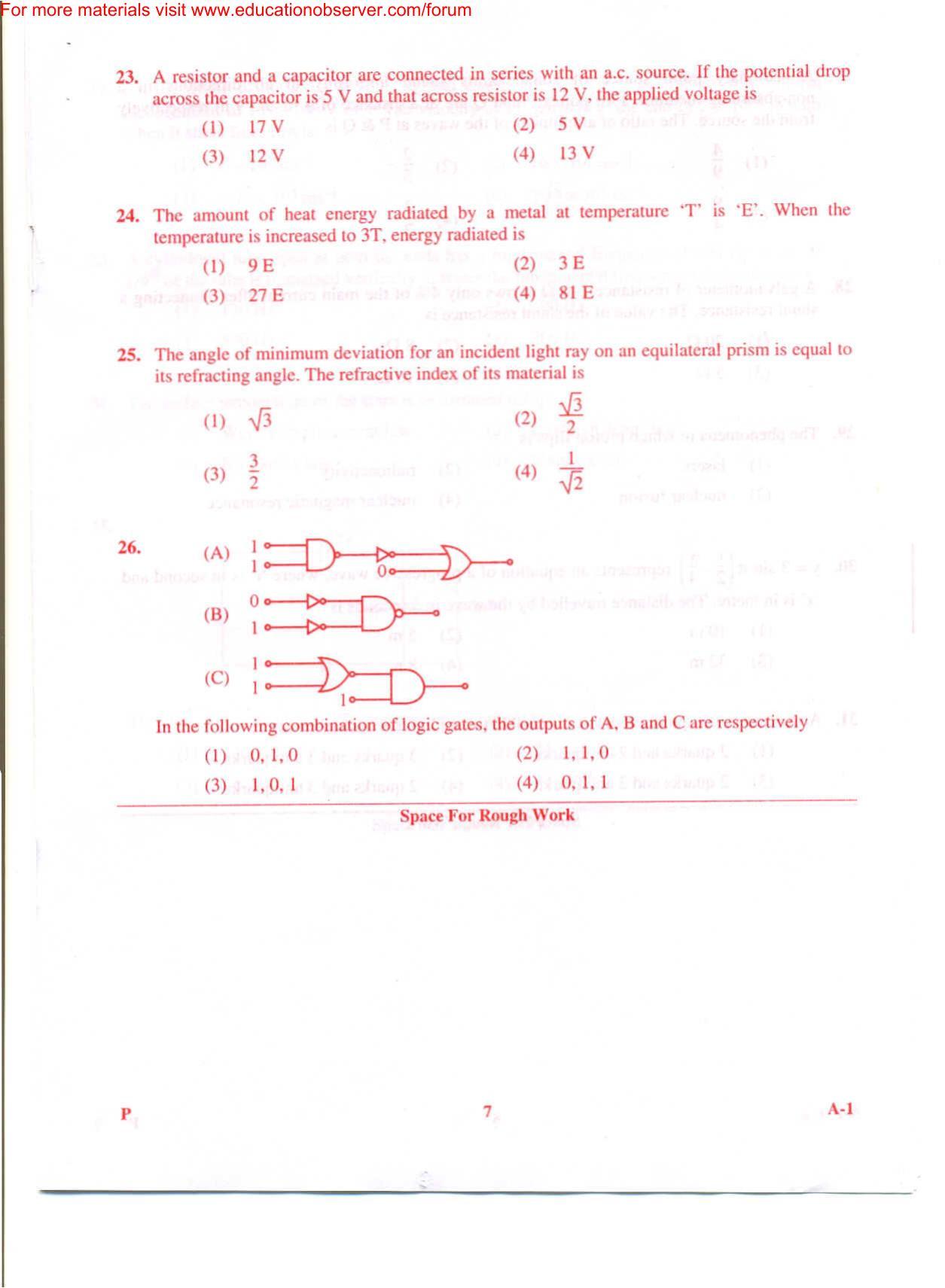 KEAM Paper I 2009 Question Paper - Page 7