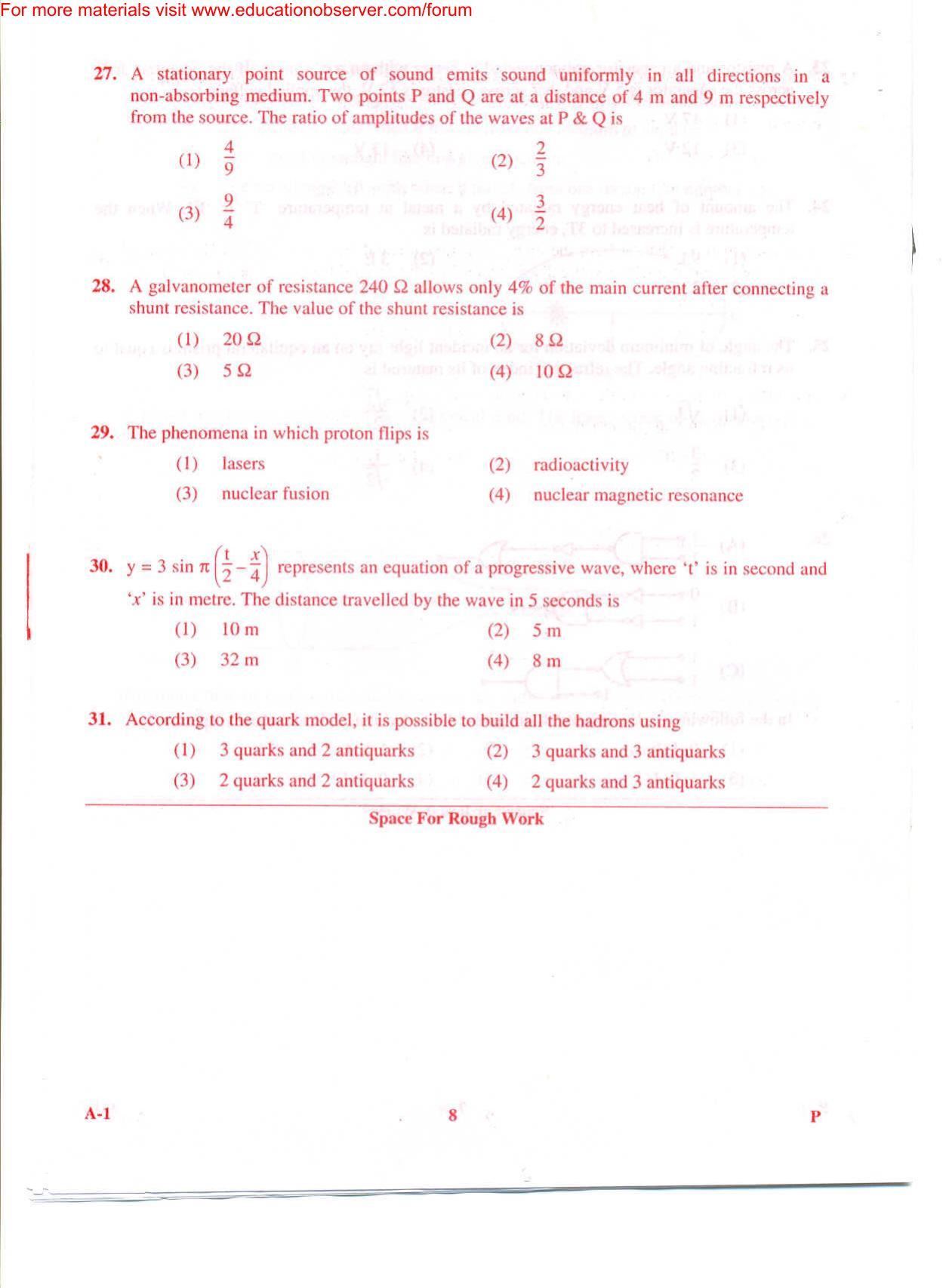 KEAM Paper I 2009 Question Paper - Page 8