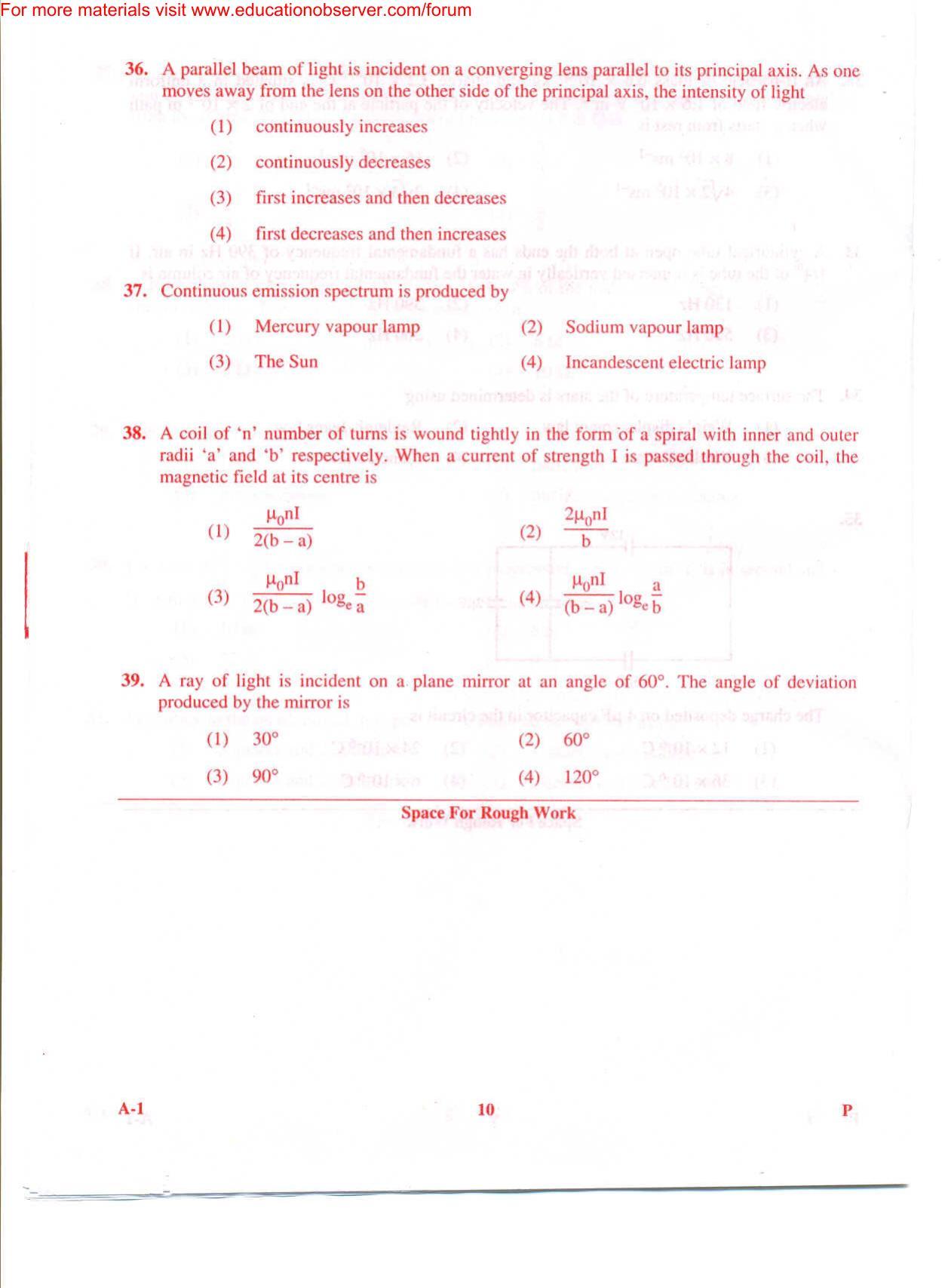 KEAM Paper I 2009 Question Paper - Page 10