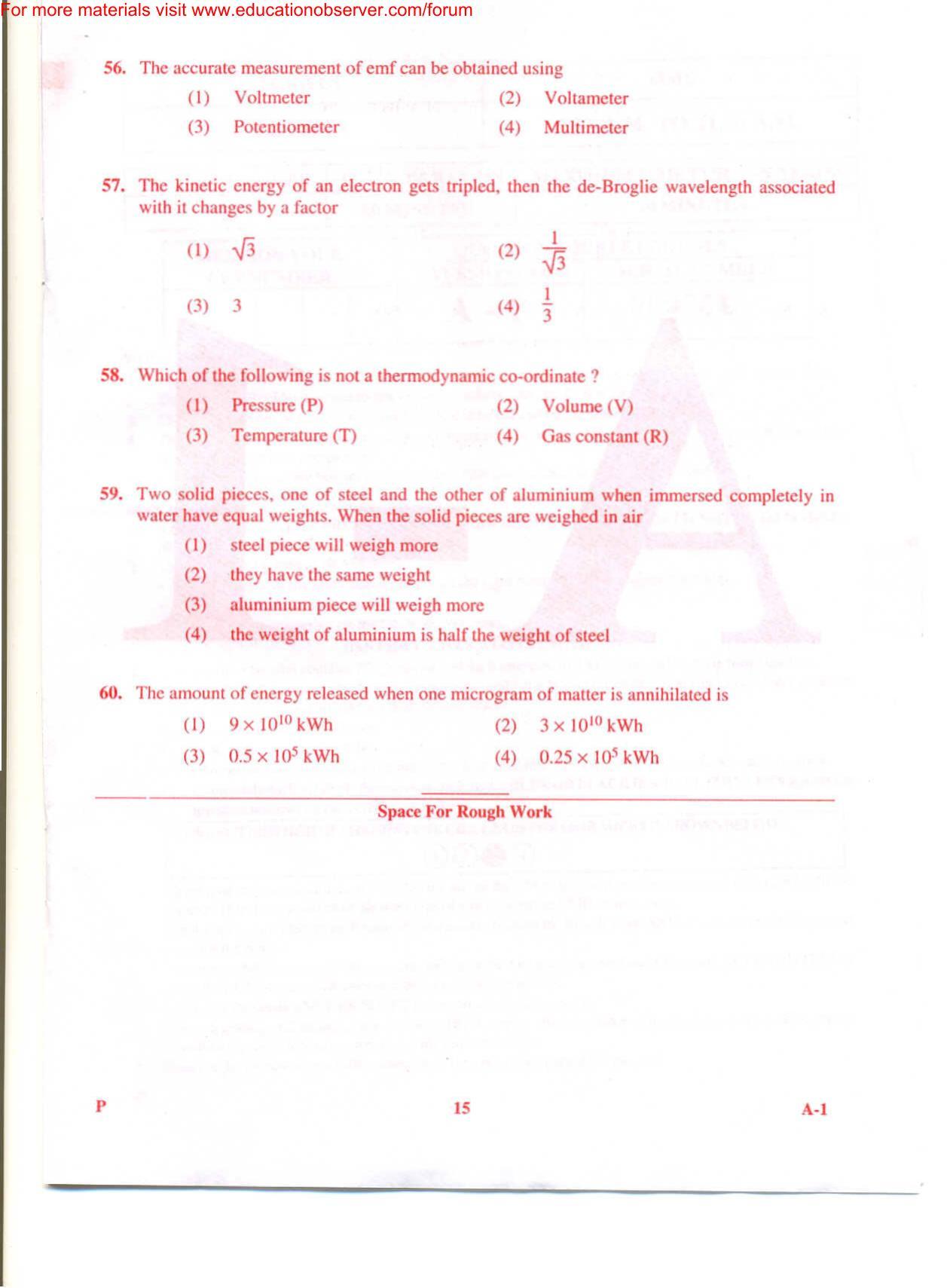 KEAM Paper I 2009 Question Paper - Page 15