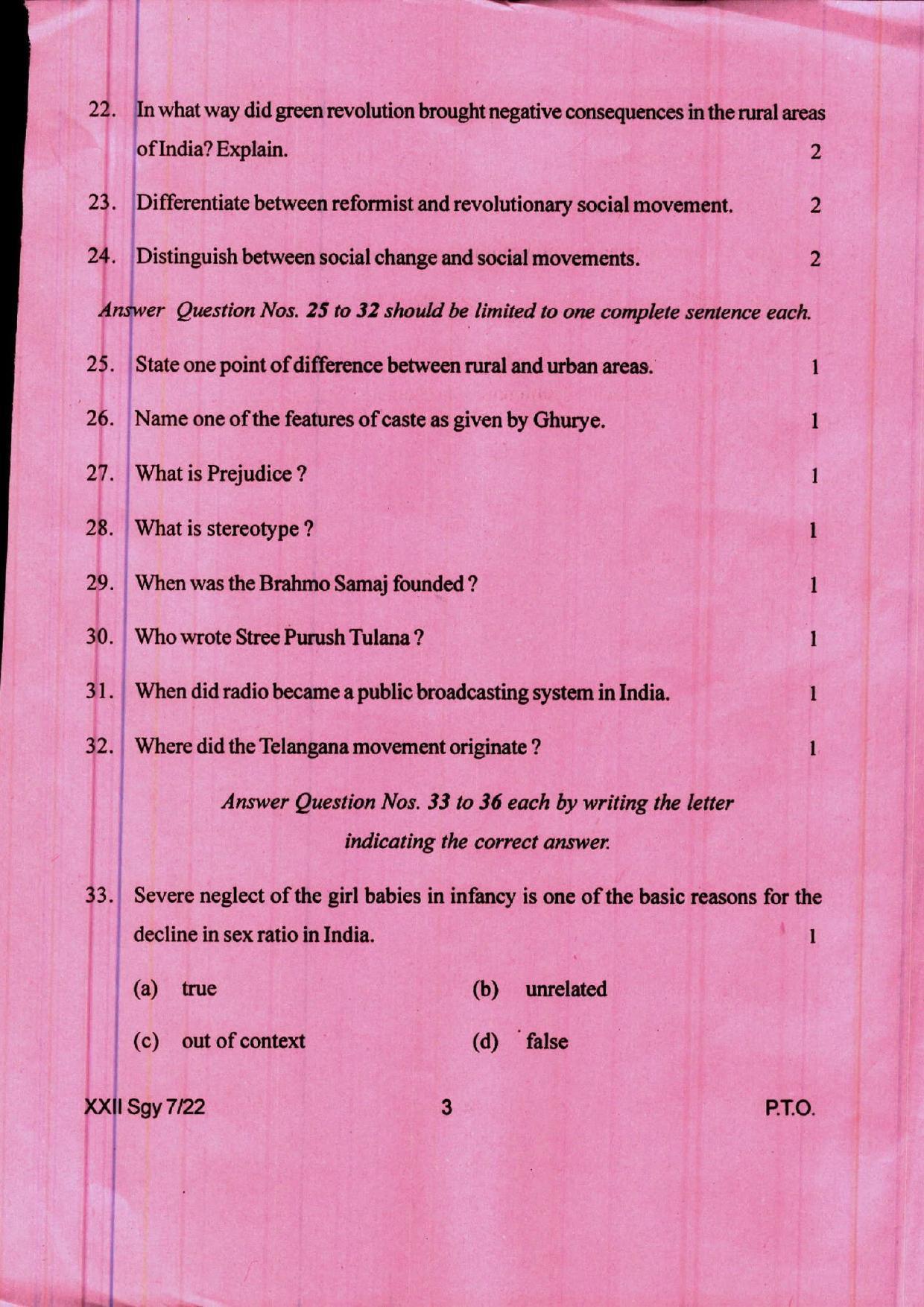 COHSEM 12th Question Papers 2022 Sociology - Page 3