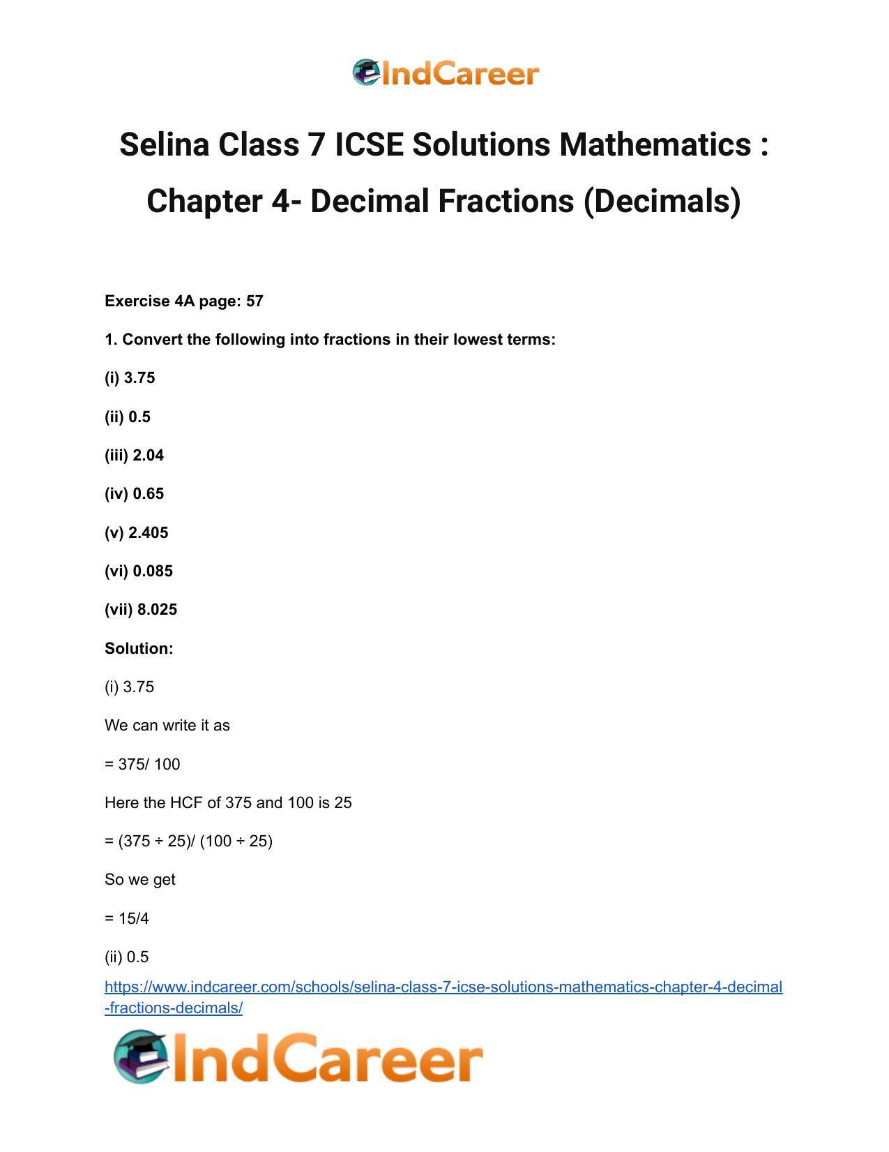 Selina Class 7 ICSE Solutions Mathematics : Chapter 4- Decimal Fractions (Decimals) - Page 2