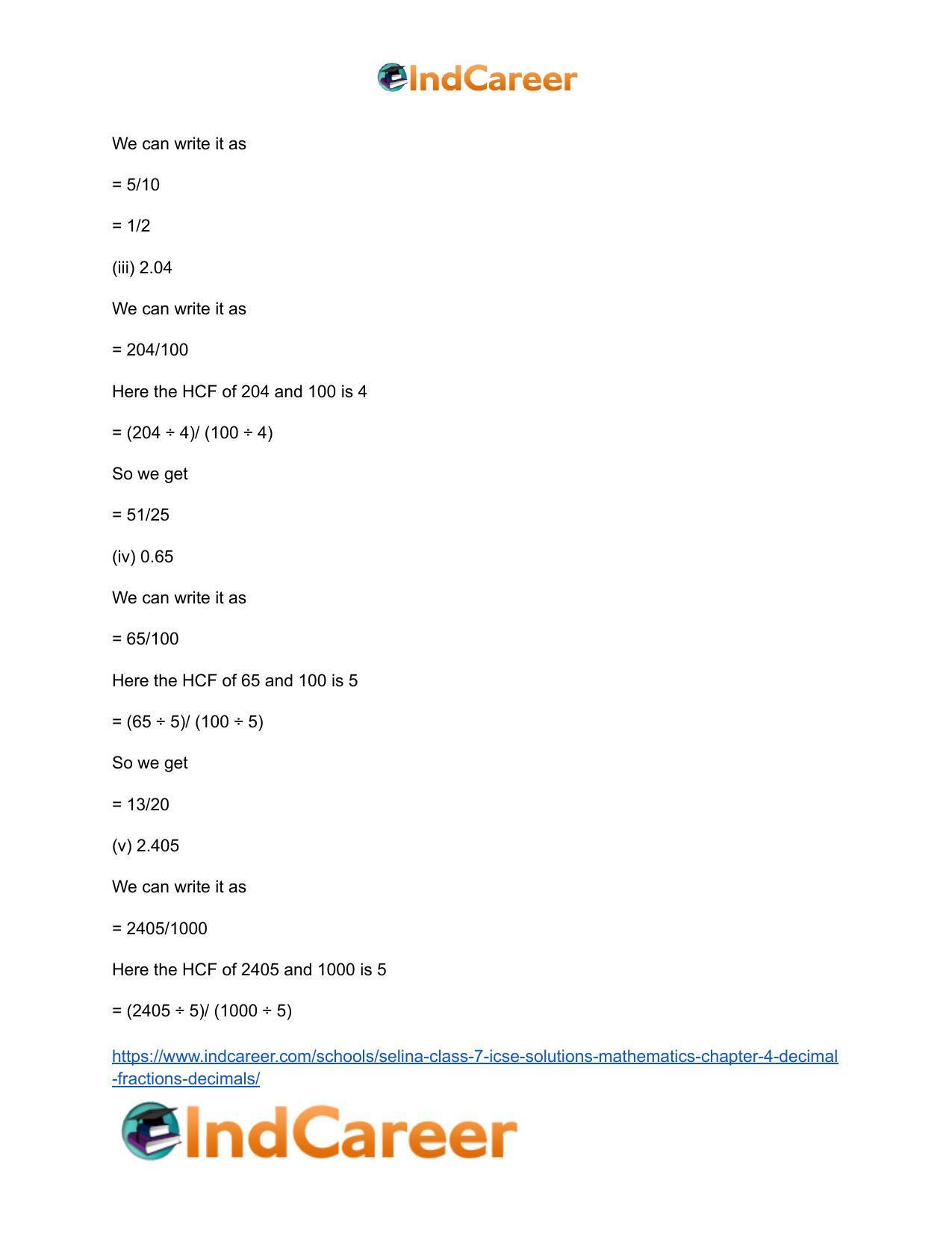 Selina Class 7 ICSE Solutions Mathematics : Chapter 4- Decimal Fractions (Decimals) - Page 3
