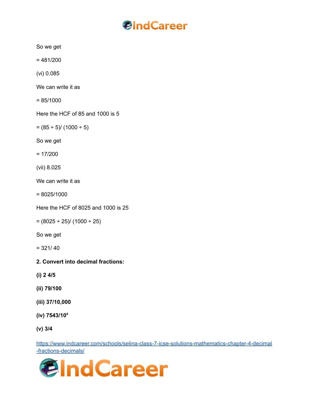 Selina Class 7 ICSE Solutions Mathematics : Chapter 4- Decimal Fractions (Decimals) - Page 4