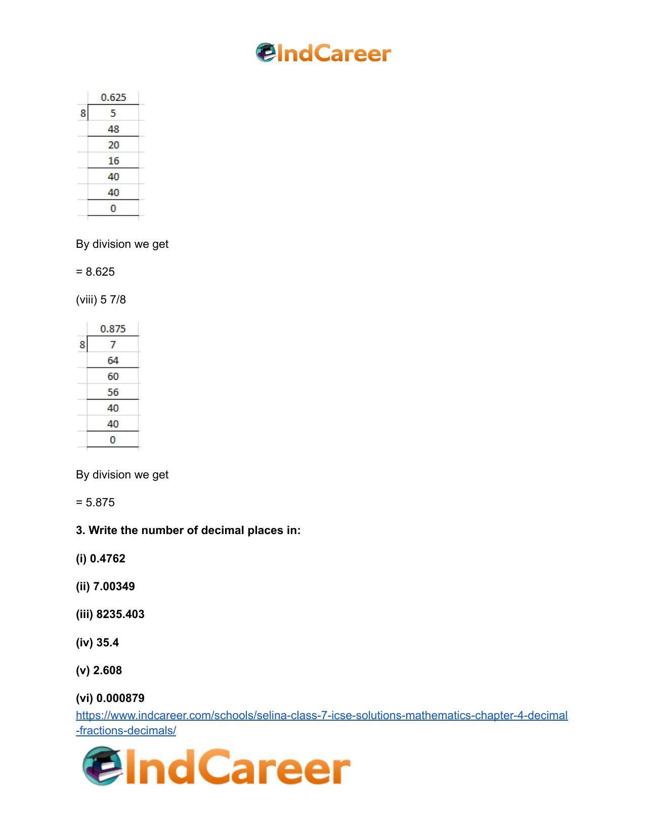 Selina Class 7 ICSE Solutions Mathematics : Chapter 4- Decimal Fractions (Decimals) - Page 7