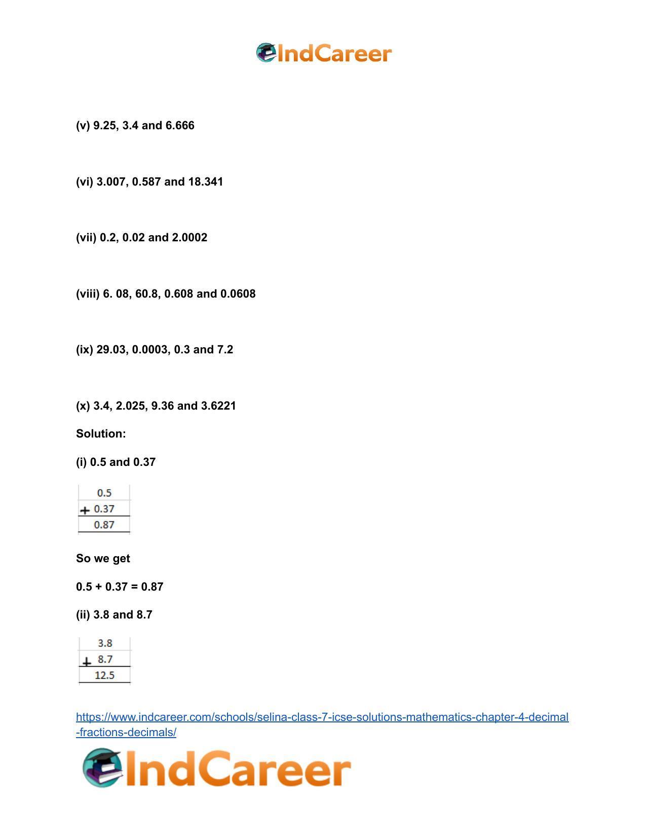 Selina Class 7 ICSE Solutions Mathematics : Chapter 4- Decimal Fractions (Decimals) - Page 11