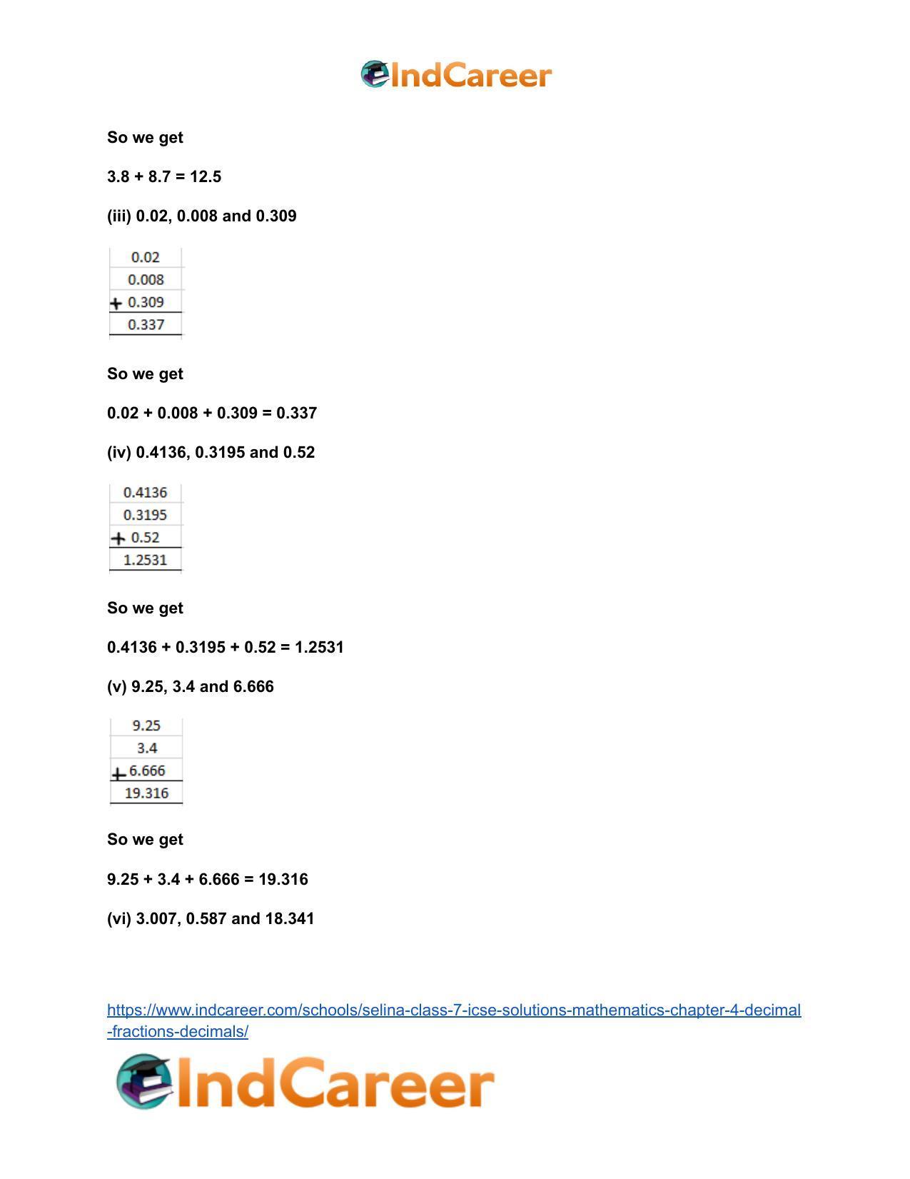 Selina Class 7 ICSE Solutions Mathematics : Chapter 4- Decimal Fractions (Decimals) - Page 12