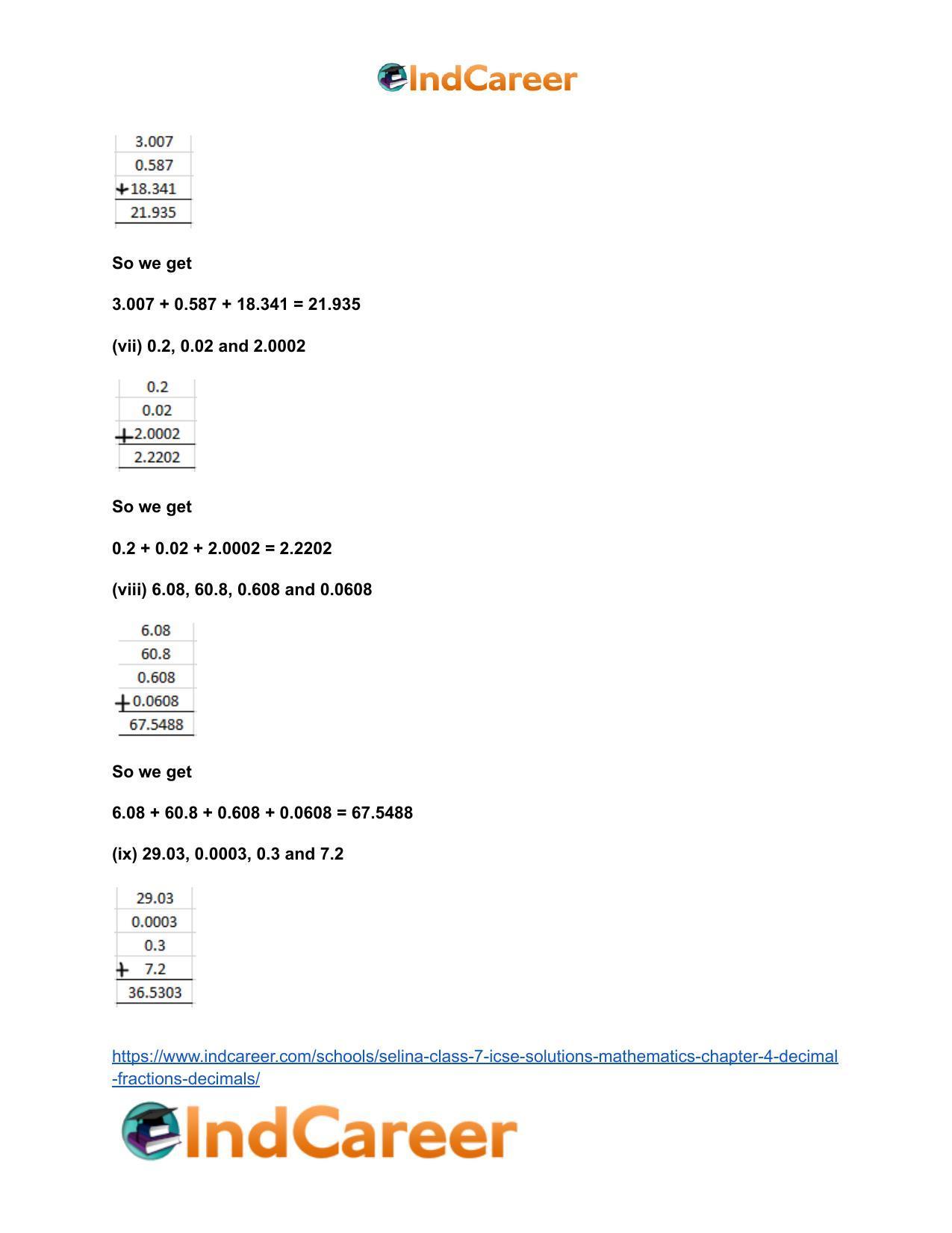 Selina Class 7 ICSE Solutions Mathematics : Chapter 4- Decimal Fractions (Decimals) - Page 13