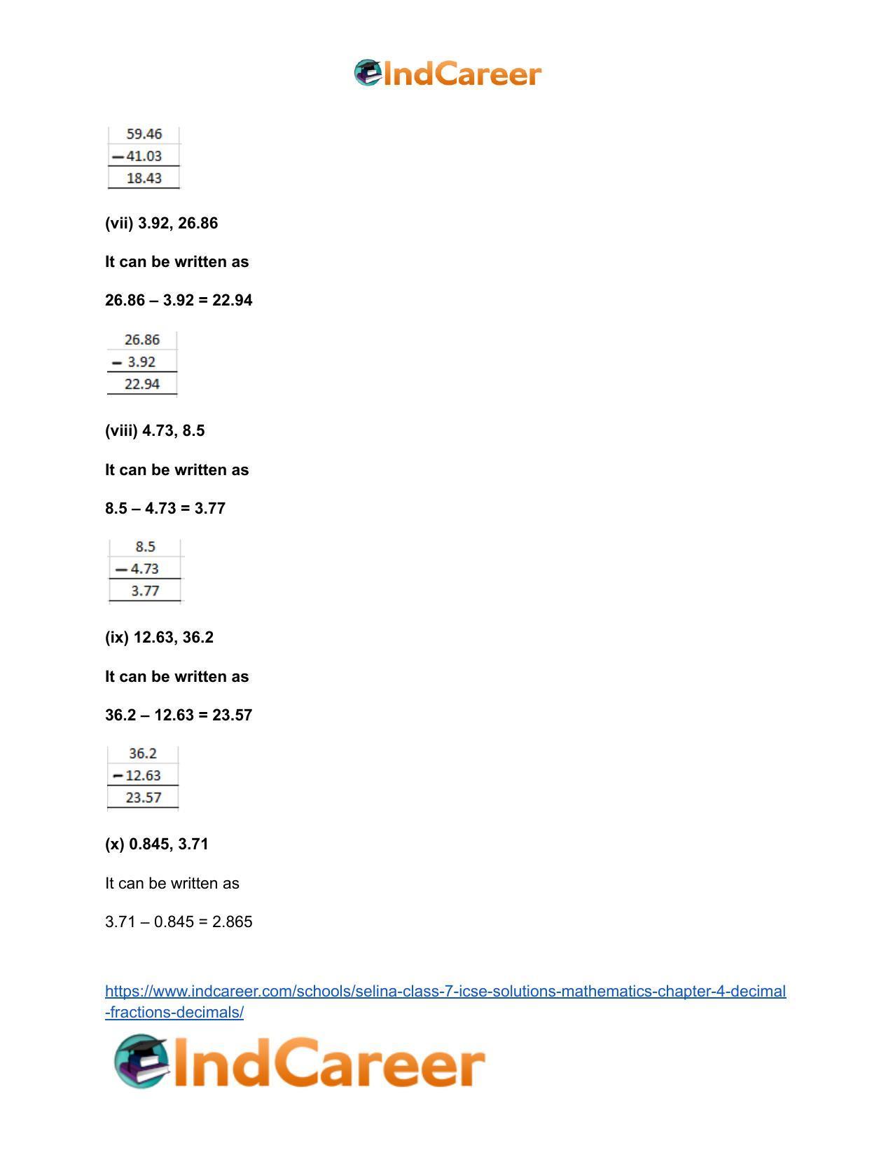 Selina Class 7 ICSE Solutions Mathematics : Chapter 4- Decimal Fractions (Decimals) - Page 16