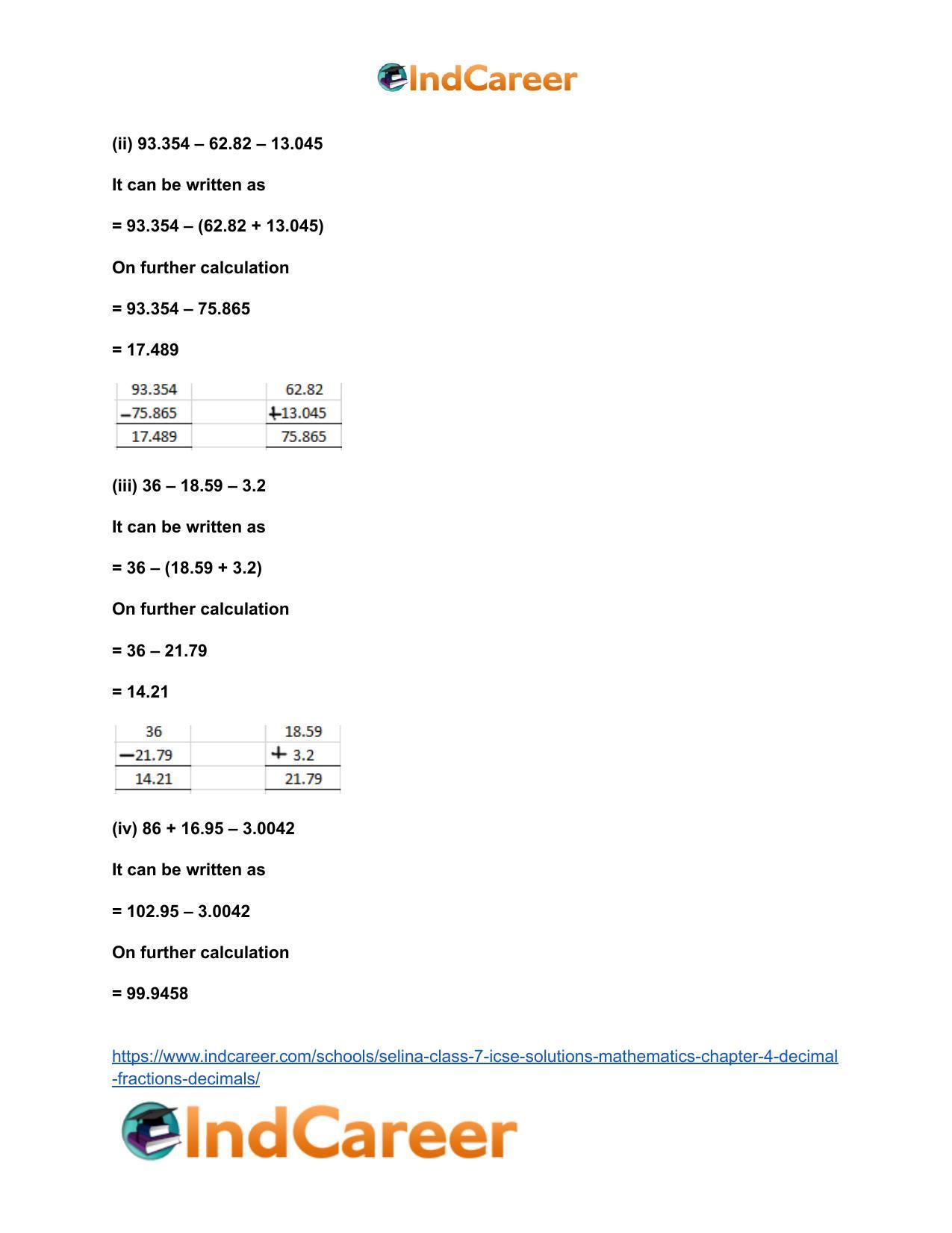 Selina Class 7 ICSE Solutions Mathematics : Chapter 4- Decimal Fractions (Decimals) - Page 18