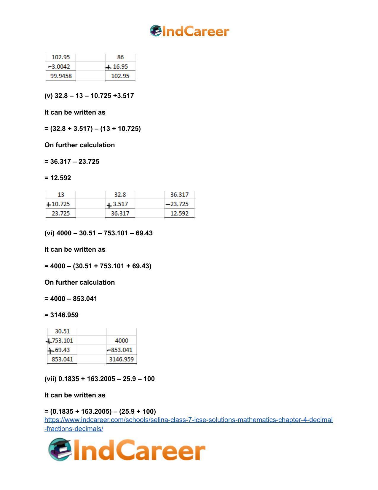 Selina Class 7 ICSE Solutions Mathematics : Chapter 4- Decimal Fractions (Decimals) - Page 19