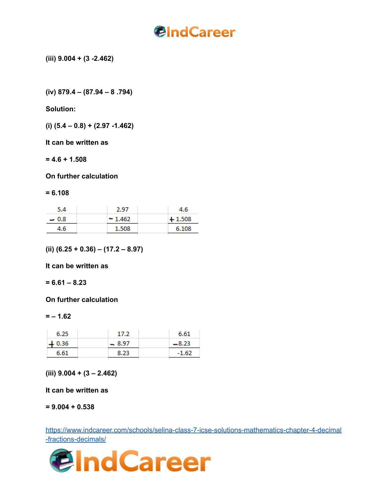 Selina Class 7 ICSE Solutions Mathematics : Chapter 4- Decimal Fractions (Decimals) - Page 24