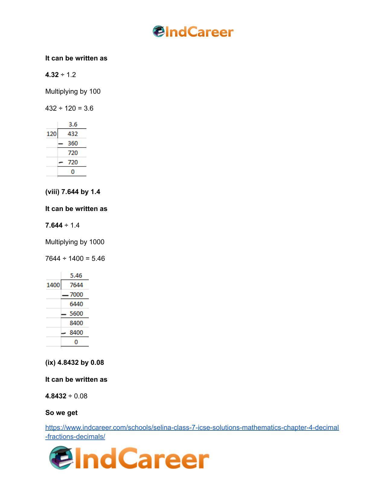 Selina Class 7 ICSE Solutions Mathematics : Chapter 4- Decimal Fractions (Decimals) - Page 37