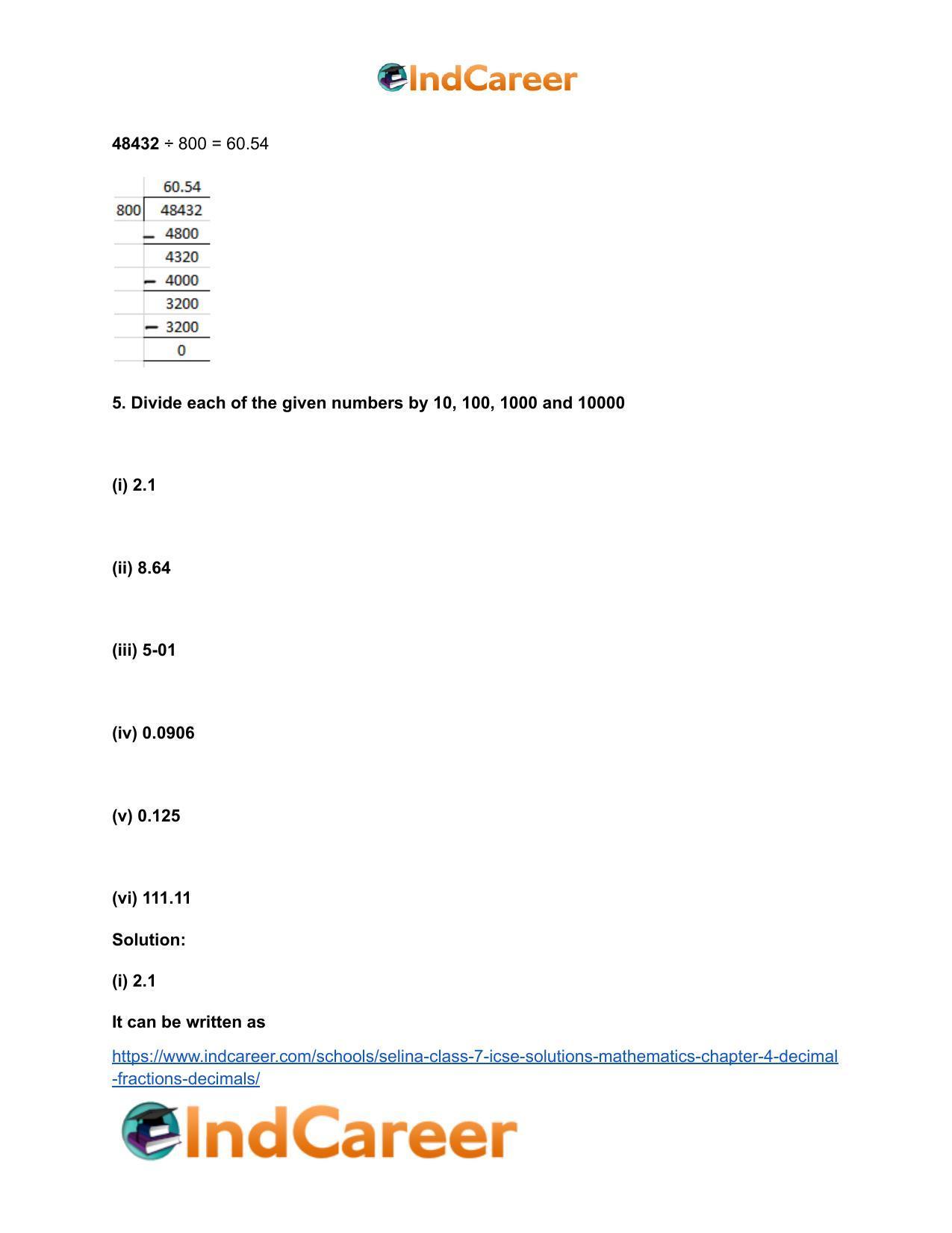 Selina Class 7 ICSE Solutions Mathematics : Chapter 4- Decimal Fractions (Decimals) - Page 38