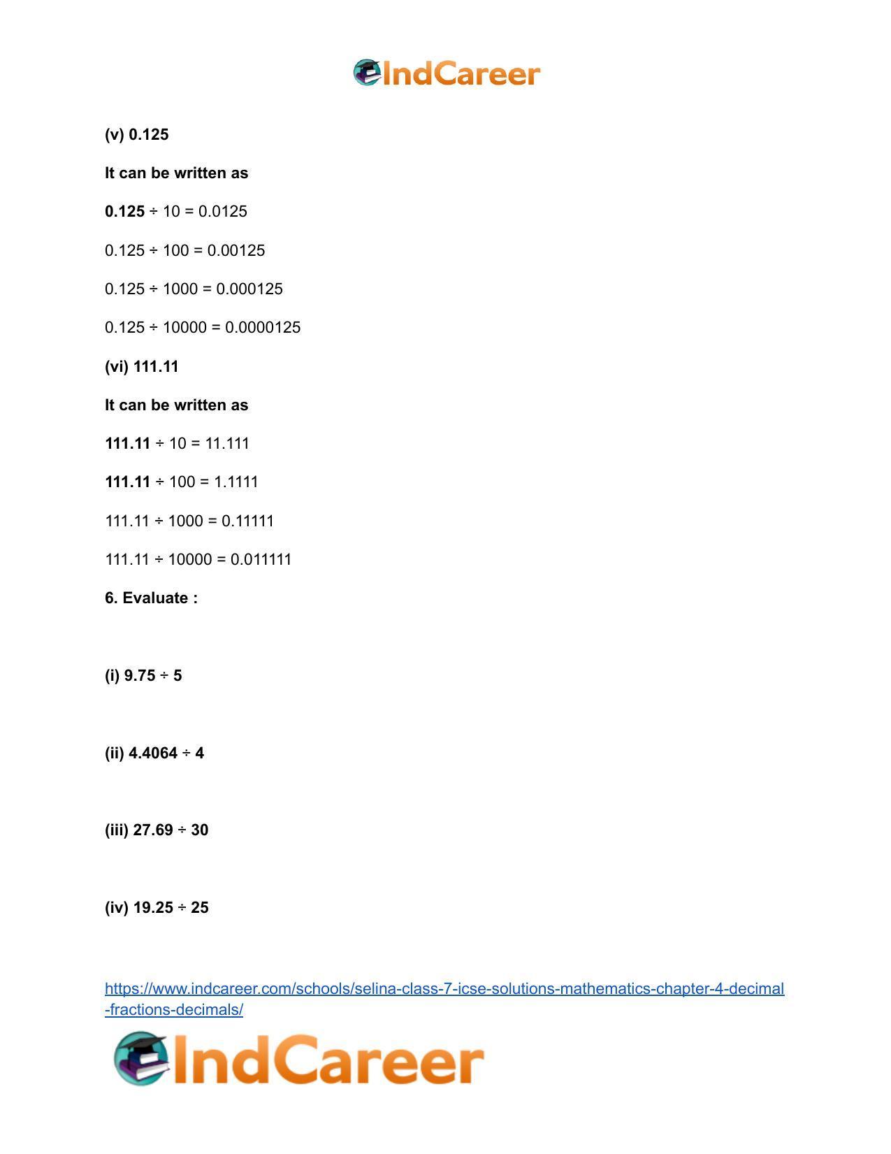 Selina Class 7 ICSE Solutions Mathematics : Chapter 4- Decimal Fractions (Decimals) - Page 40