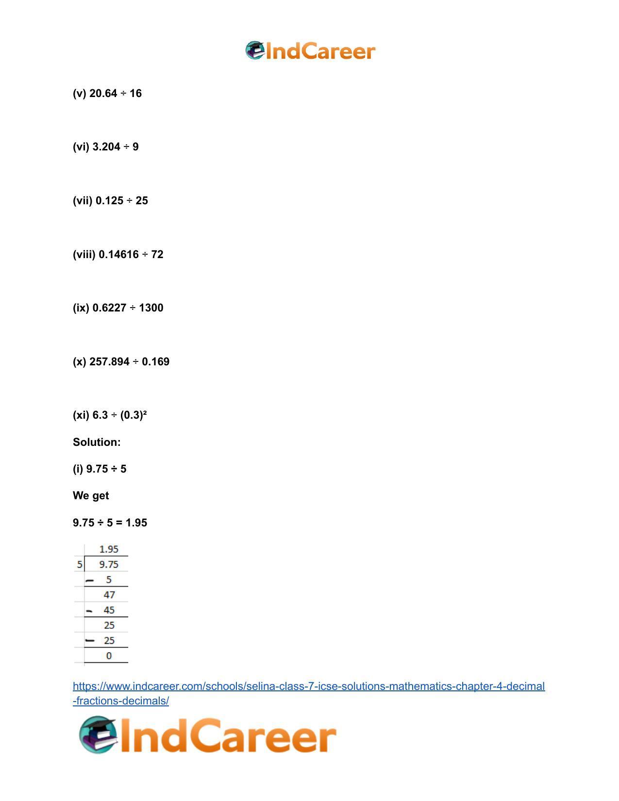 Selina Class 7 ICSE Solutions Mathematics : Chapter 4- Decimal Fractions (Decimals) - Page 41