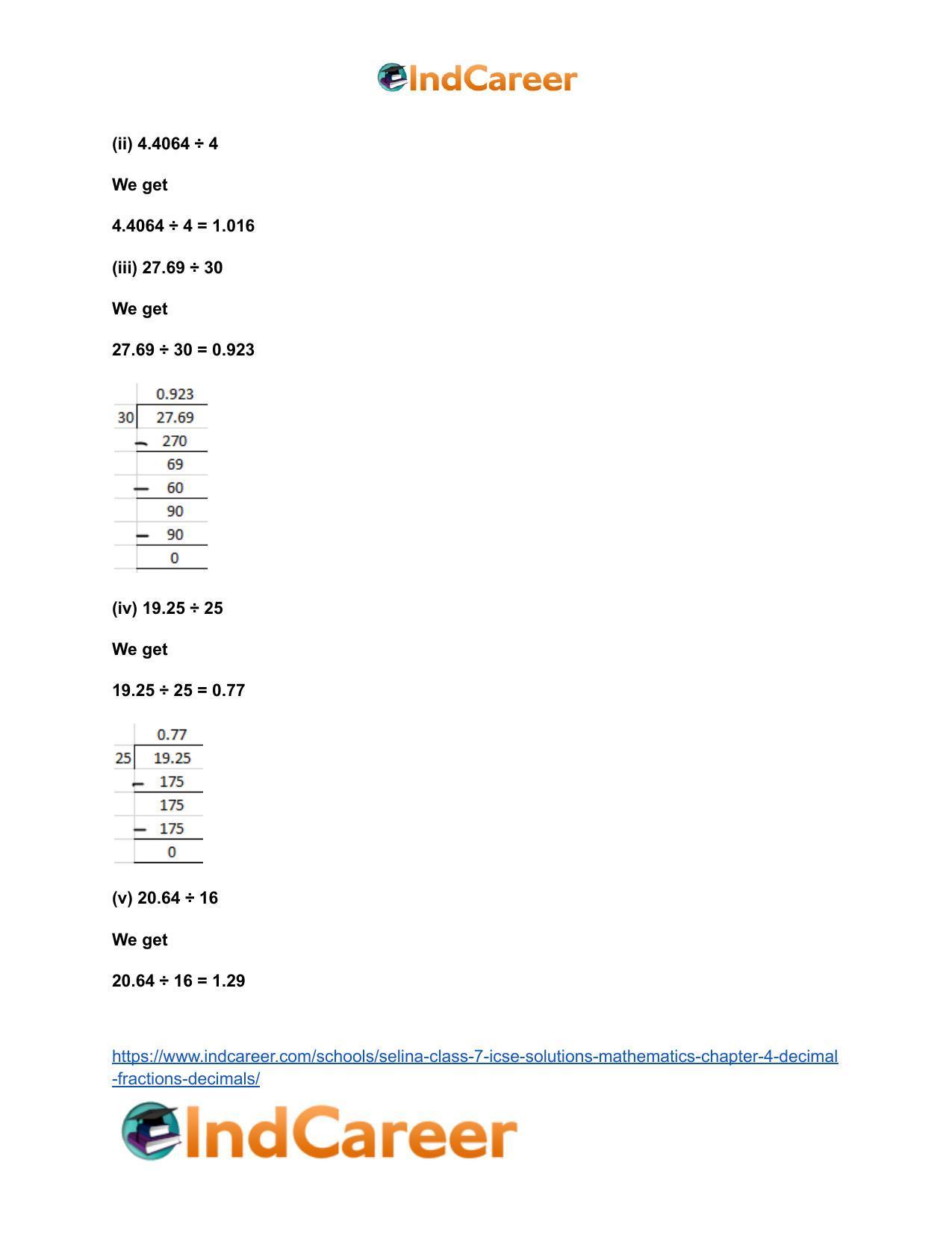 Selina Class 7 ICSE Solutions Mathematics : Chapter 4- Decimal Fractions (Decimals) - Page 42