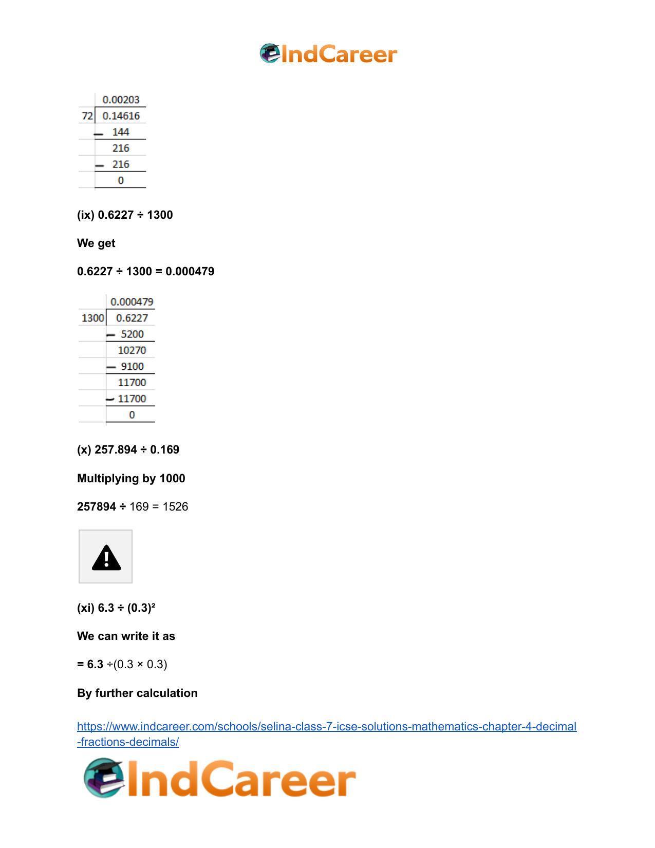 Selina Class 7 ICSE Solutions Mathematics : Chapter 4- Decimal Fractions (Decimals) - Page 44