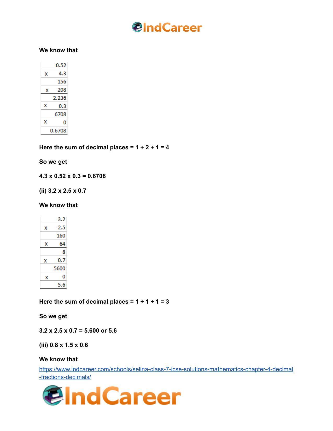 Selina Class 7 ICSE Solutions Mathematics : Chapter 4- Decimal Fractions (Decimals) - Page 46