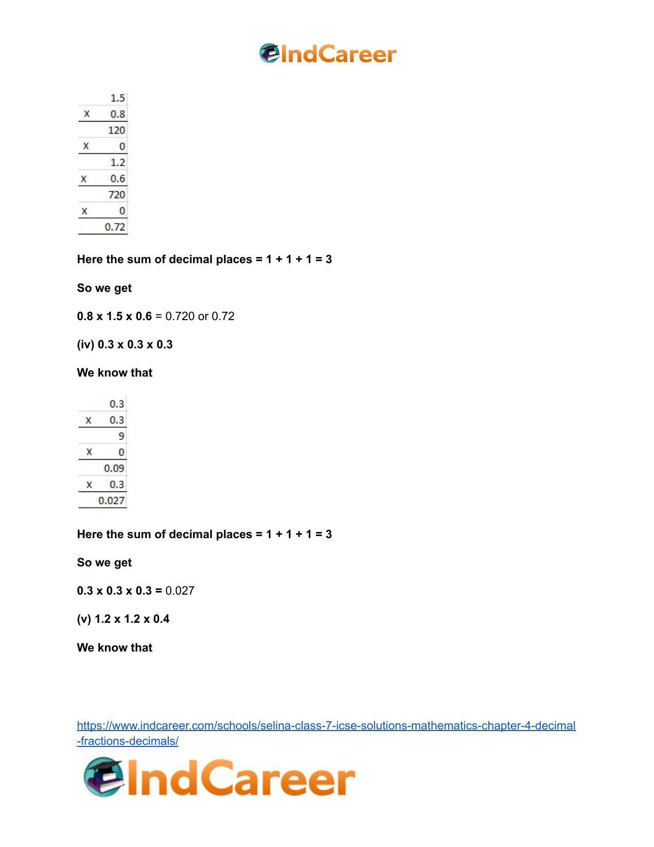 Selina Class 7 ICSE Solutions Mathematics : Chapter 4- Decimal Fractions (Decimals) - Page 47