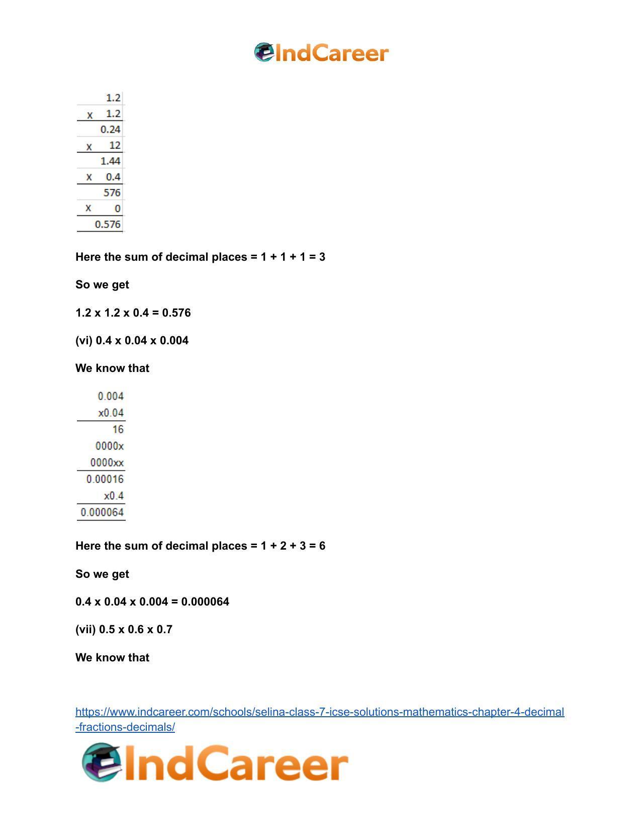 Selina Class 7 ICSE Solutions Mathematics : Chapter 4- Decimal Fractions (Decimals) - Page 48