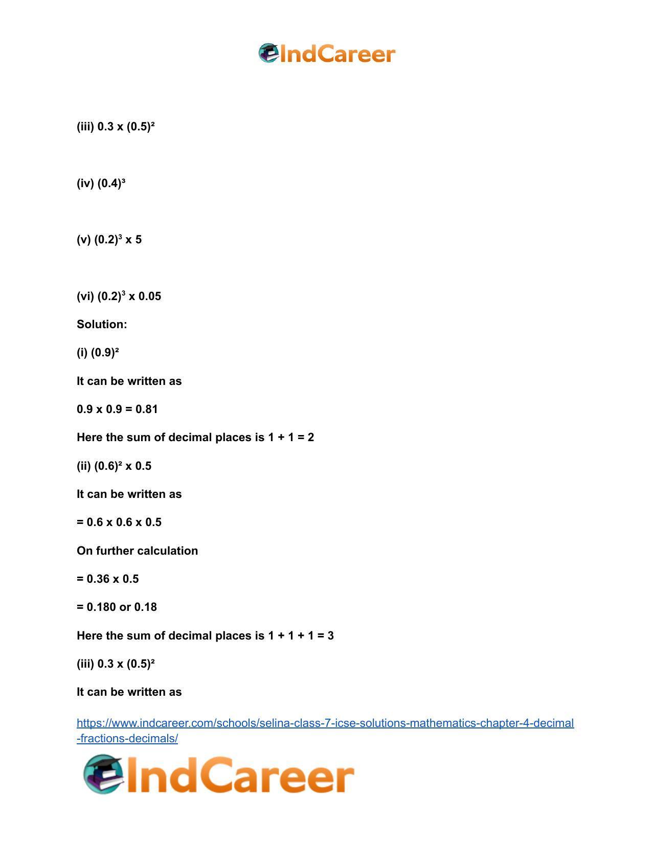 Selina Class 7 ICSE Solutions Mathematics : Chapter 4- Decimal Fractions (Decimals) - Page 50
