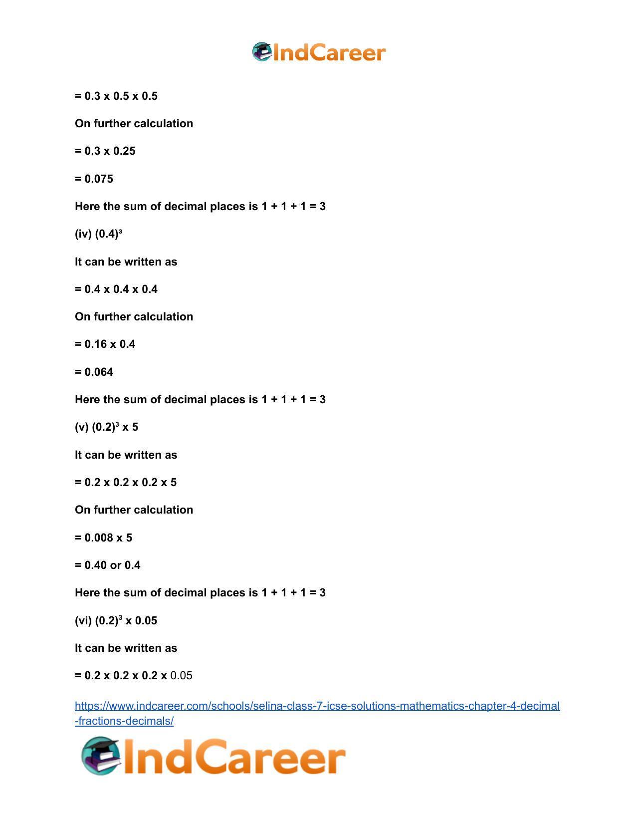 Selina Class 7 ICSE Solutions Mathematics : Chapter 4- Decimal Fractions (Decimals) - Page 51