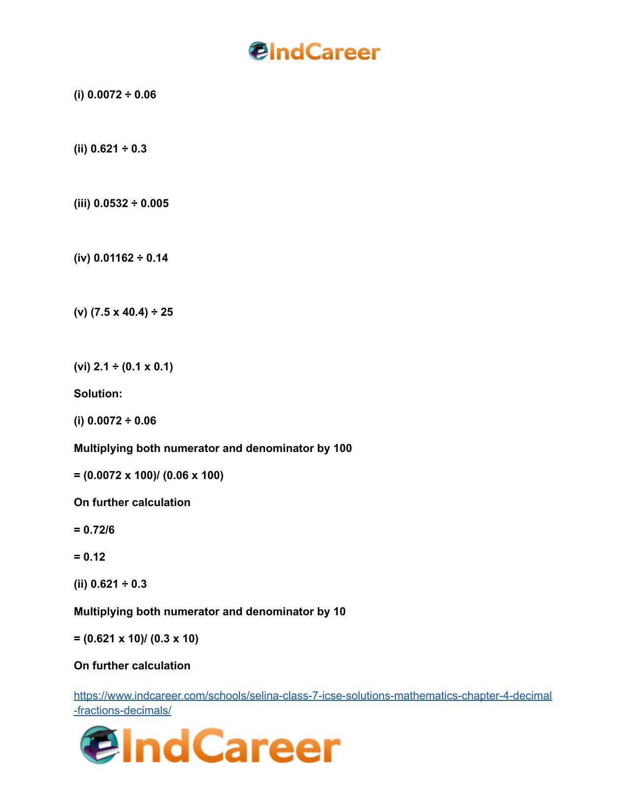 Selina Class 7 ICSE Solutions Mathematics : Chapter 4- Decimal Fractions (Decimals) - Page 53