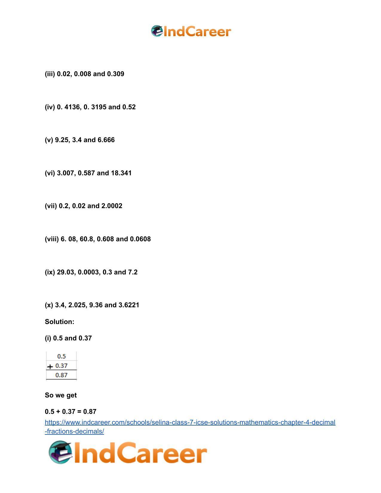 Selina Class 7 ICSE Solutions Mathematics : Chapter 4- Decimal Fractions (Decimals) - Page 80