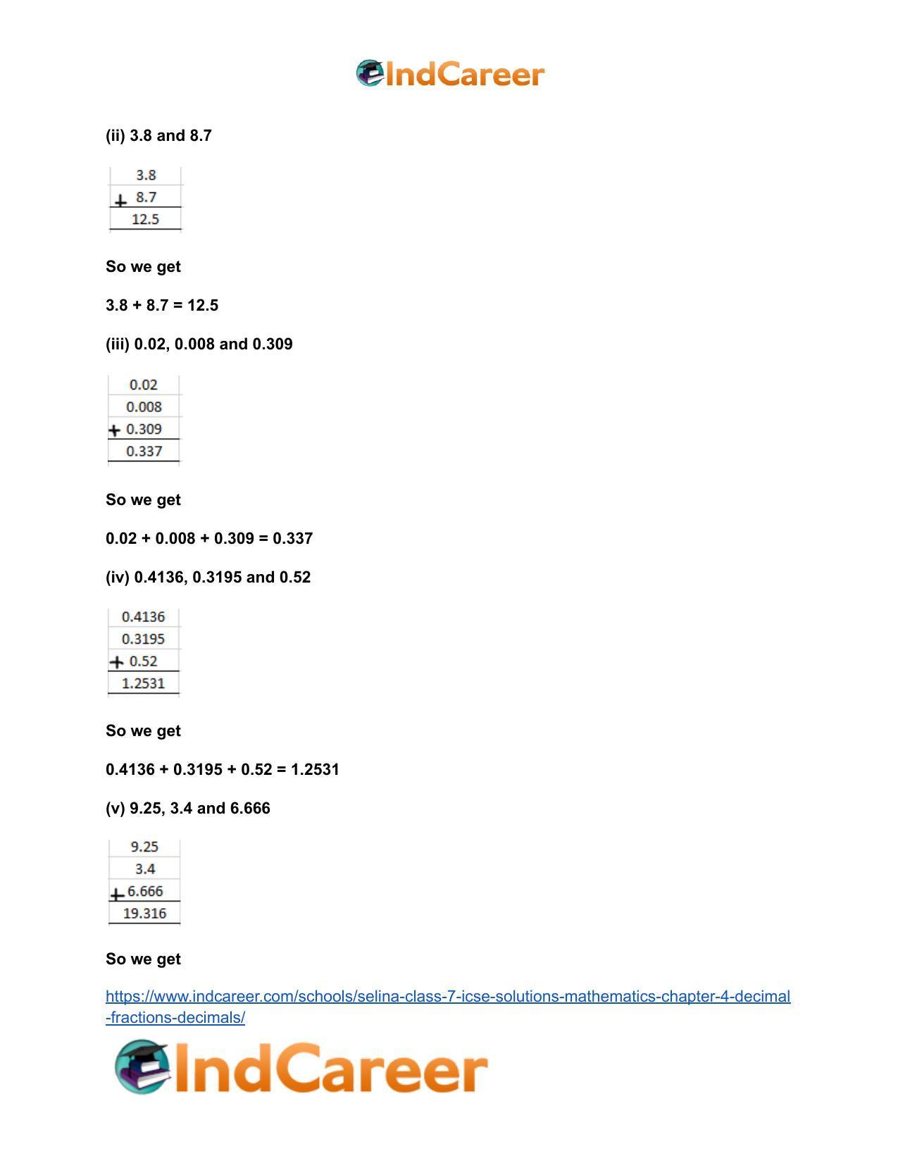 Selina Class 7 ICSE Solutions Mathematics : Chapter 4- Decimal Fractions (Decimals) - Page 81