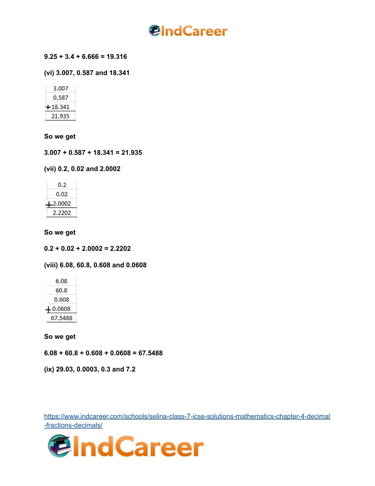Selina Class 7 ICSE Solutions Mathematics : Chapter 4- Decimal Fractions (Decimals) - Page 82
