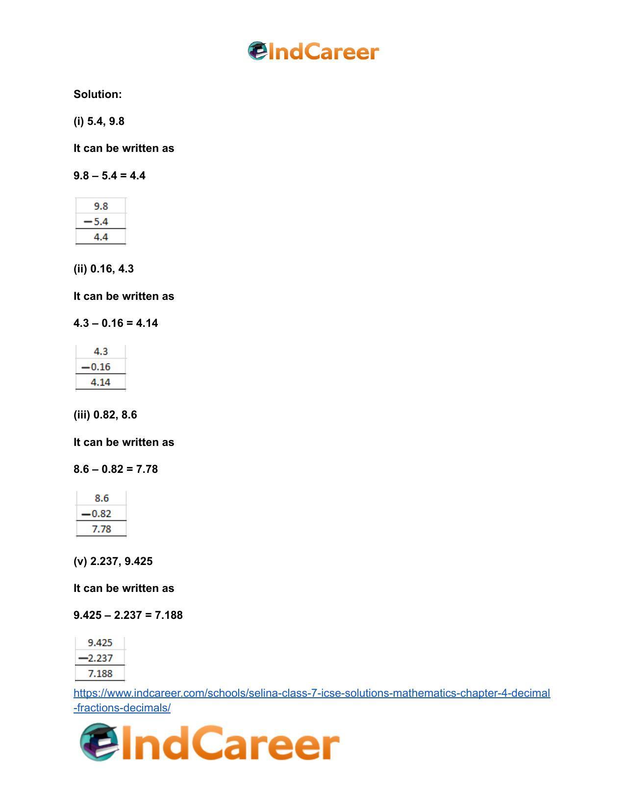 Selina Class 7 ICSE Solutions Mathematics : Chapter 4- Decimal Fractions (Decimals) - Page 84