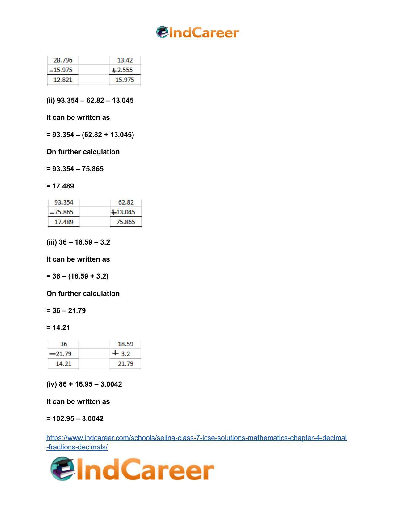 Selina Class 7 ICSE Solutions Mathematics : Chapter 4- Decimal Fractions (Decimals) - Page 87